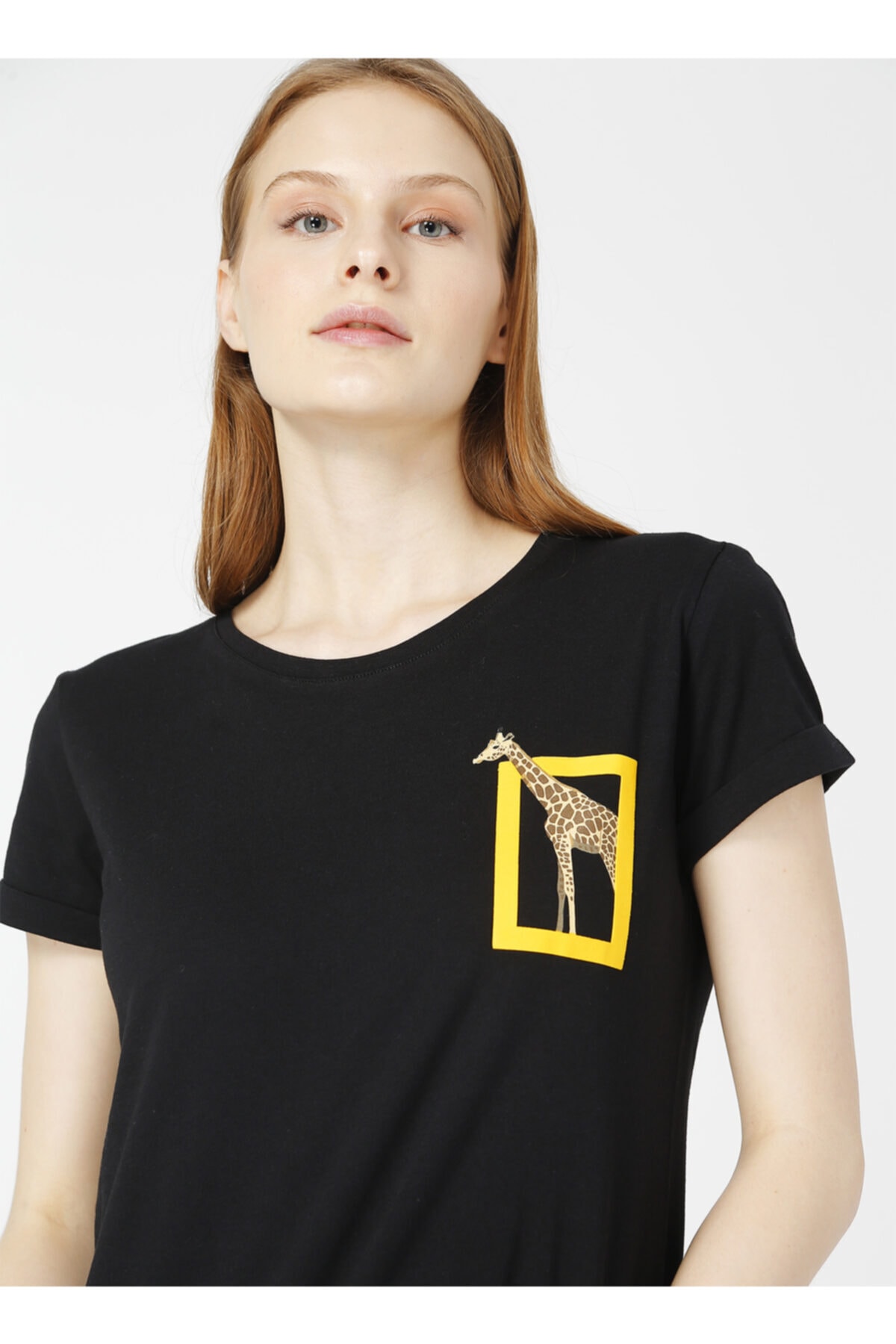 NATIONAL GEOGRAPHIC Kadın Bisiklet Yakasiyah T-shirt
