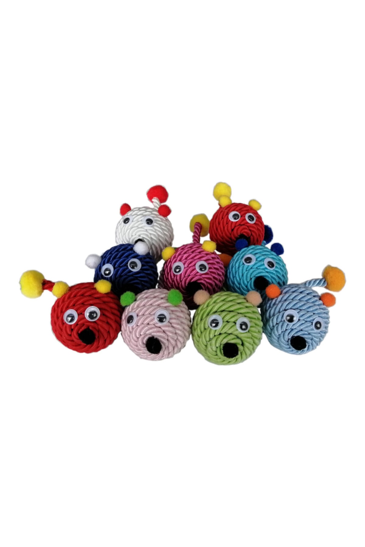 Markapet Peluş Kuyruklu Kedi Otlu Renkli Örgü Fare 5*12 Cm 6 Adet