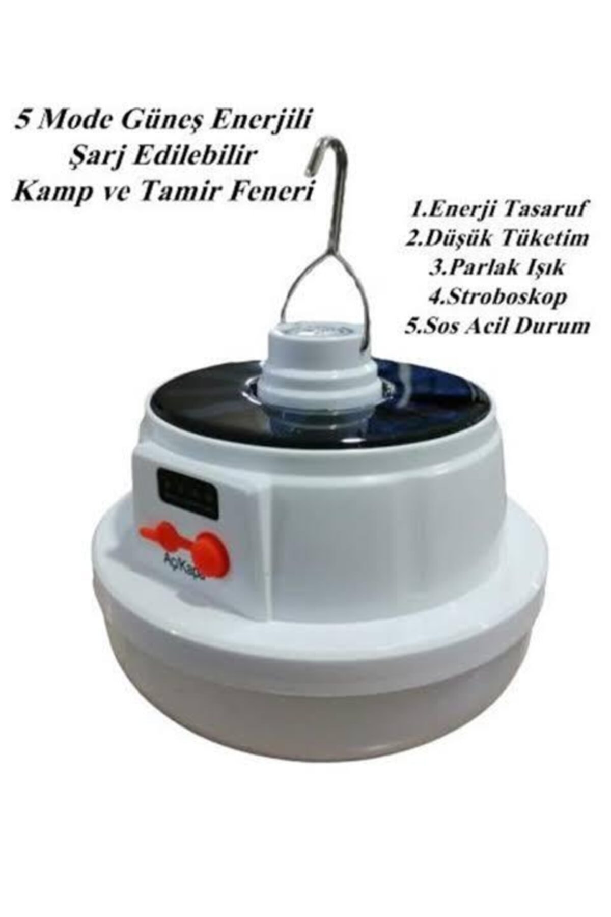 GoldSilver Kumandalı Kamp Çadır Lambası Solar Ve Usb Şarjlı Güneş Enerjili Ampul (powerbank + 5 Farklı Mod)