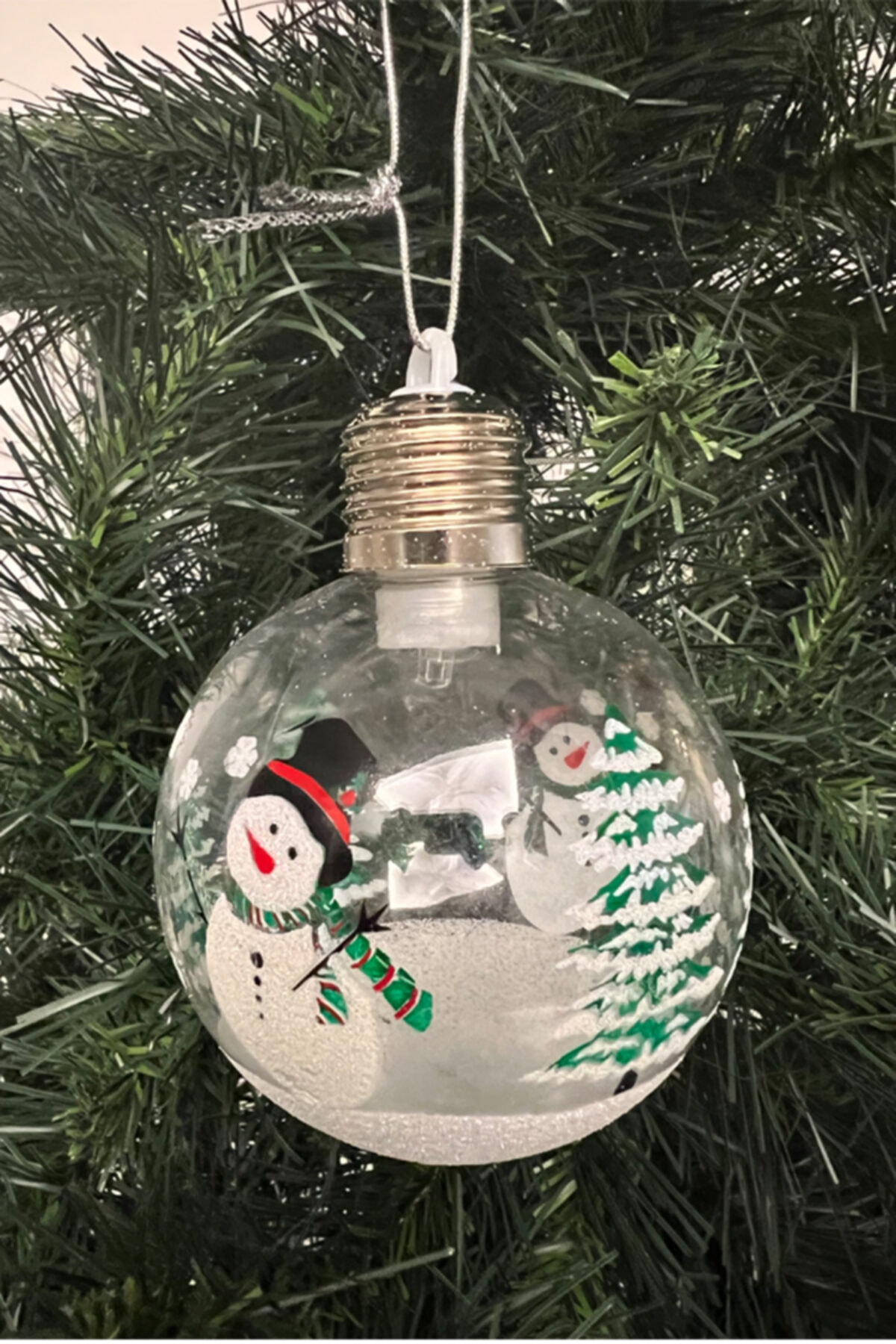 Walke Yılbaşı Ağaç Noel Desenliı Işıklı Ampul Süs