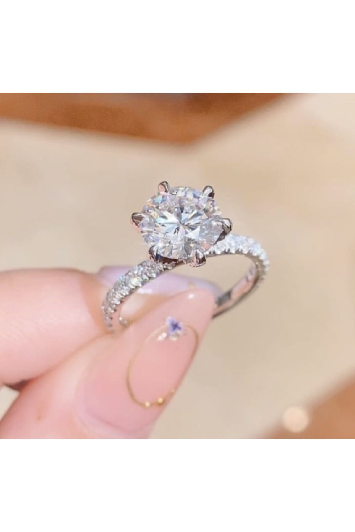 ALYANSWEDDINGS 6 Tırnaklı Tektaş Yüzük