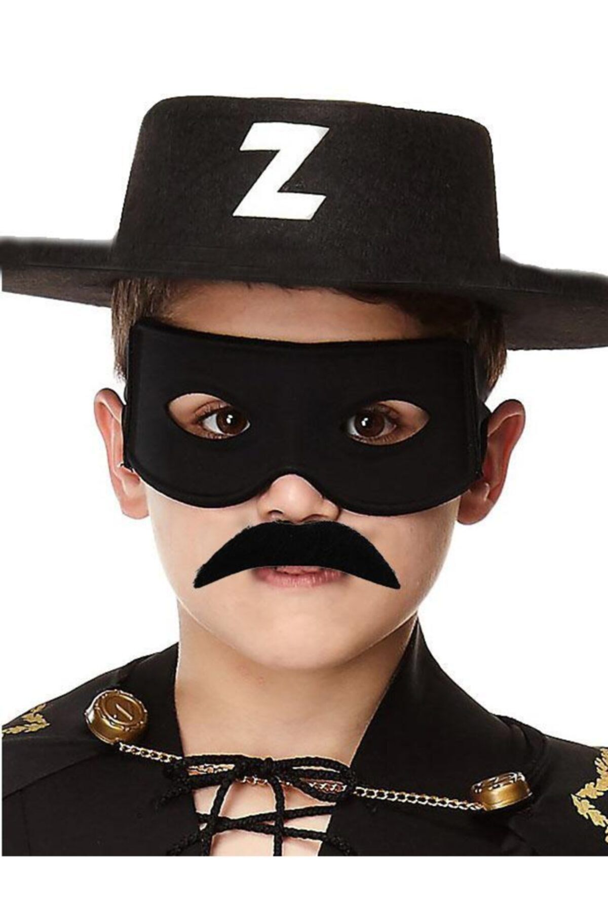Pi İthalat Siyah Renk Zorro Şapkası Zorro Maskesi Ve Zorro Bıyık Çocuk Boy