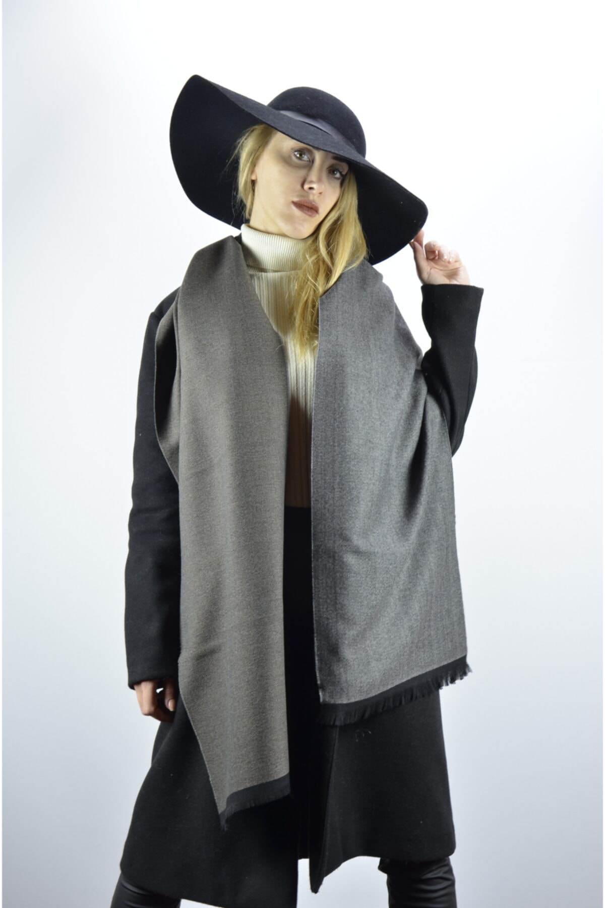 moda kaşkol Düz Çift Taraflı Dokuma Atkı