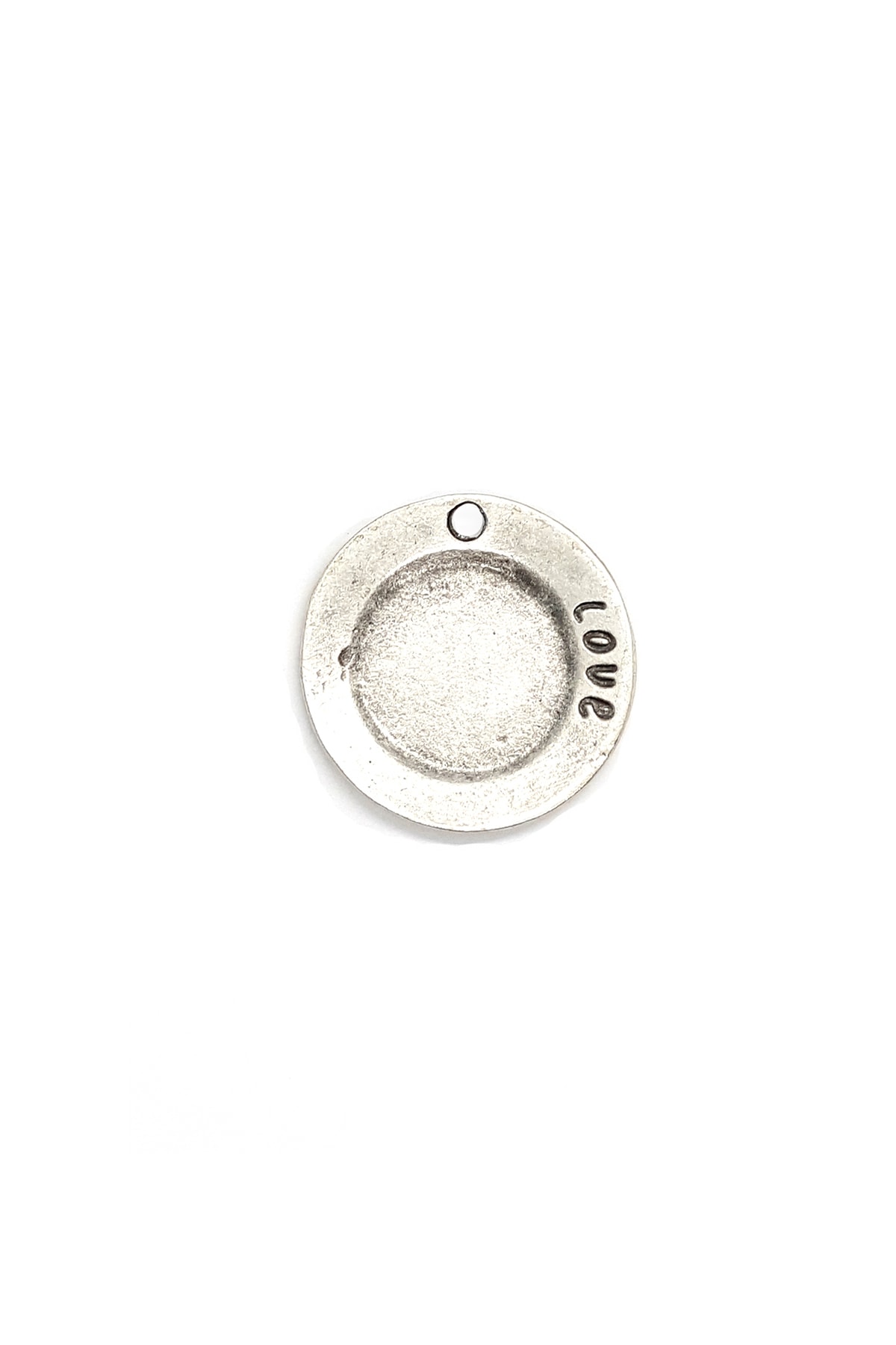 Narin Bijuteri Unisex Gri Antik Gümüş Kaplama Tabak Model Kolye Ucu 32 mm