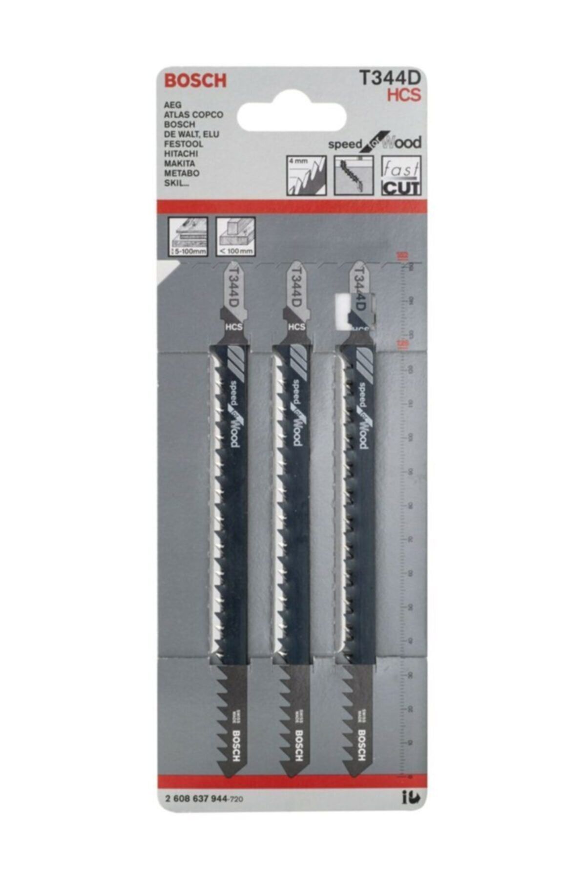 Bosch - Hızlı Kesim Serisi Ahşap Için T 344 D Dekupaj Testeresi Bıçağı - 3'lü Paket
