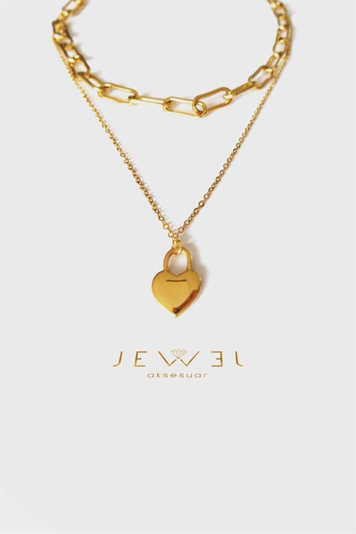 Jewel Askı Kalp Gold Altın Kaplama Kolye