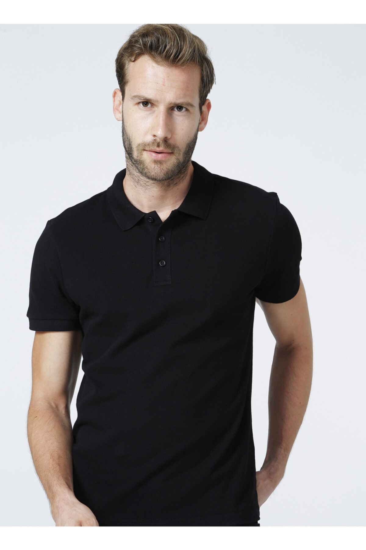 Fabrika Polo Yaka Siyah Erkek Polo T-shirt