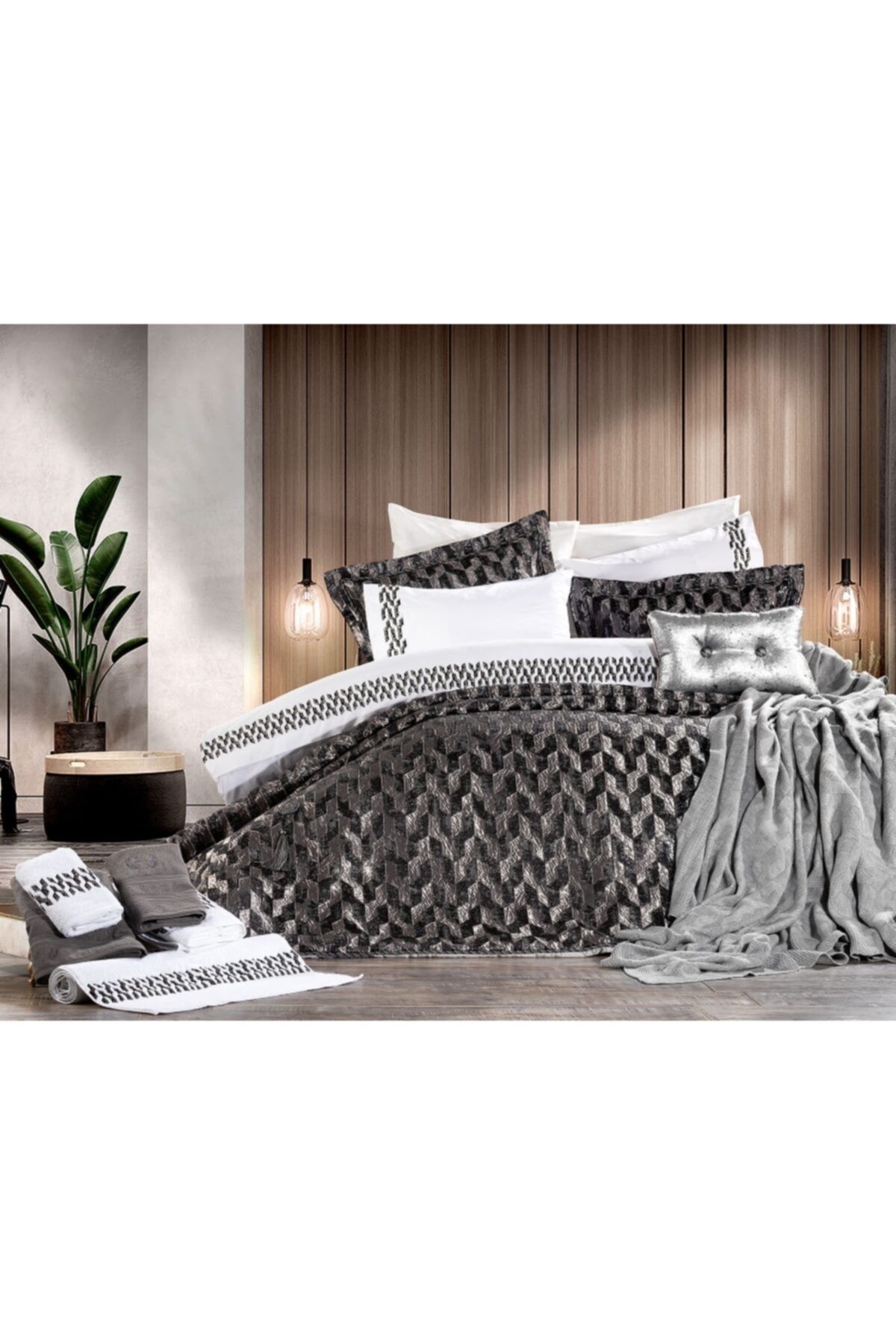 Behara Desing Cassa Trikolu Yatak Seti Gümüş