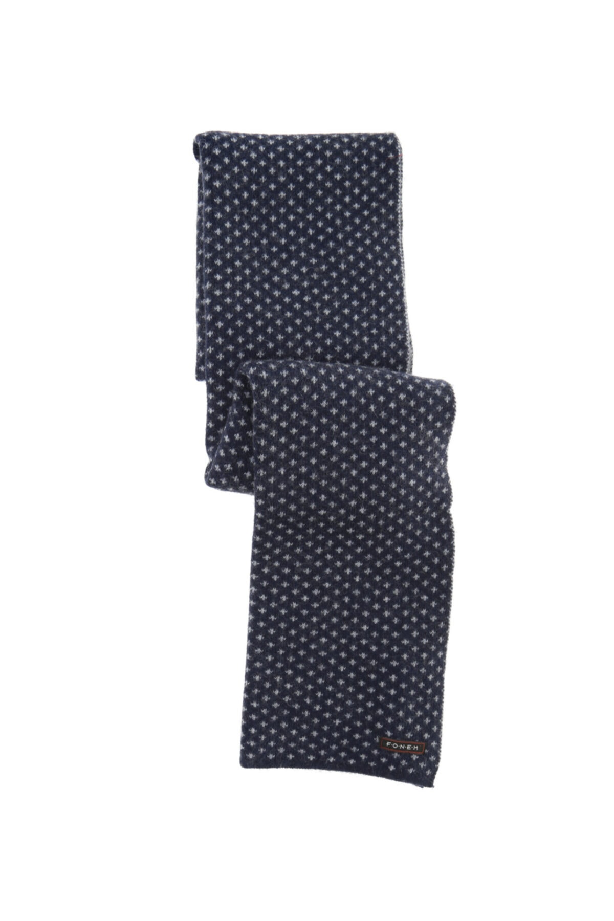 Fonem Nokta Desenli Koyu Lacivert Erkek Atkı