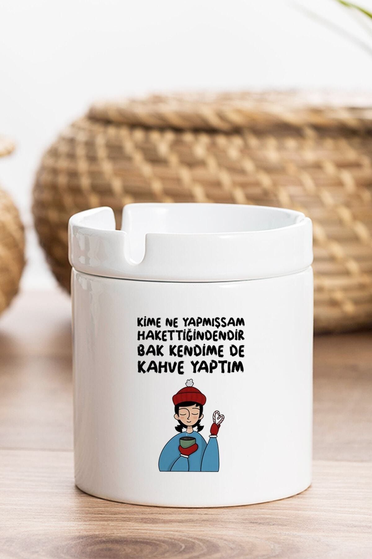 Hediyedukkani Bak Kendime De Kahve Yaptım Baskılı Kül Tablası