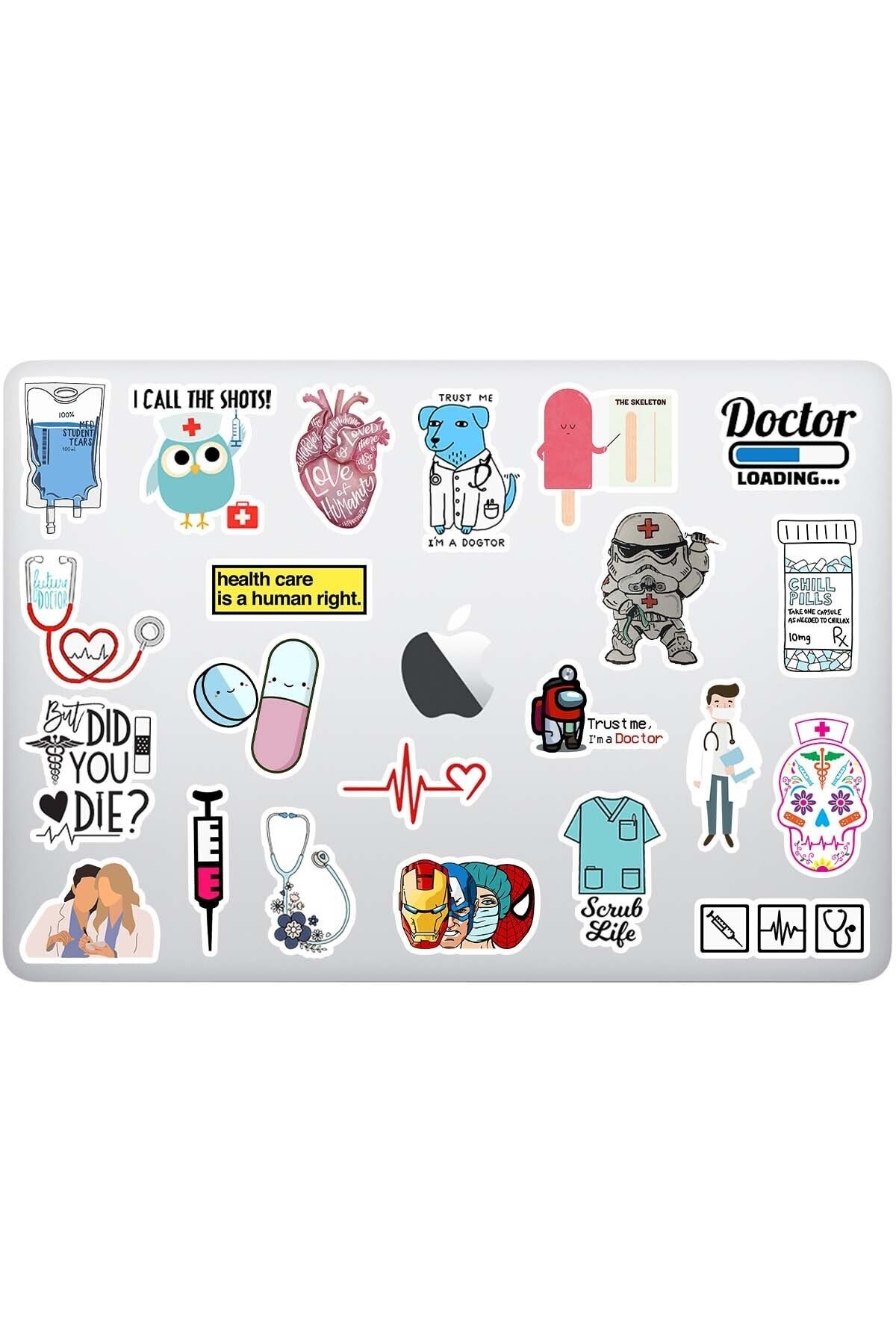 Stickir Sağlıkçı Sticker Paketi - Doktor, Hemşire Laptop,tablet, Ajanda Sticker Seti 20'li