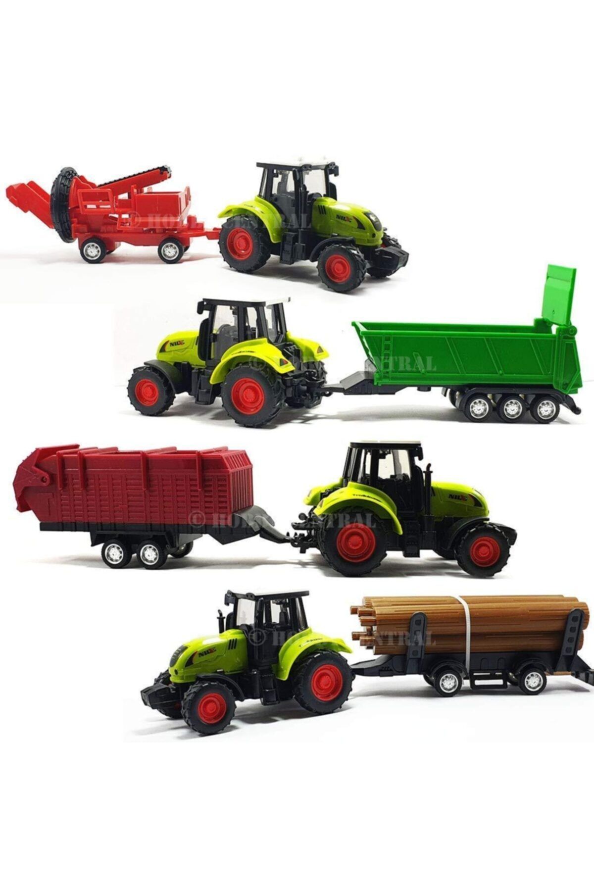 Cici Oyuncak Tarım Çiftlik Oyuncakları 4in1 Traktör Seti High Quality 1:55 Scale