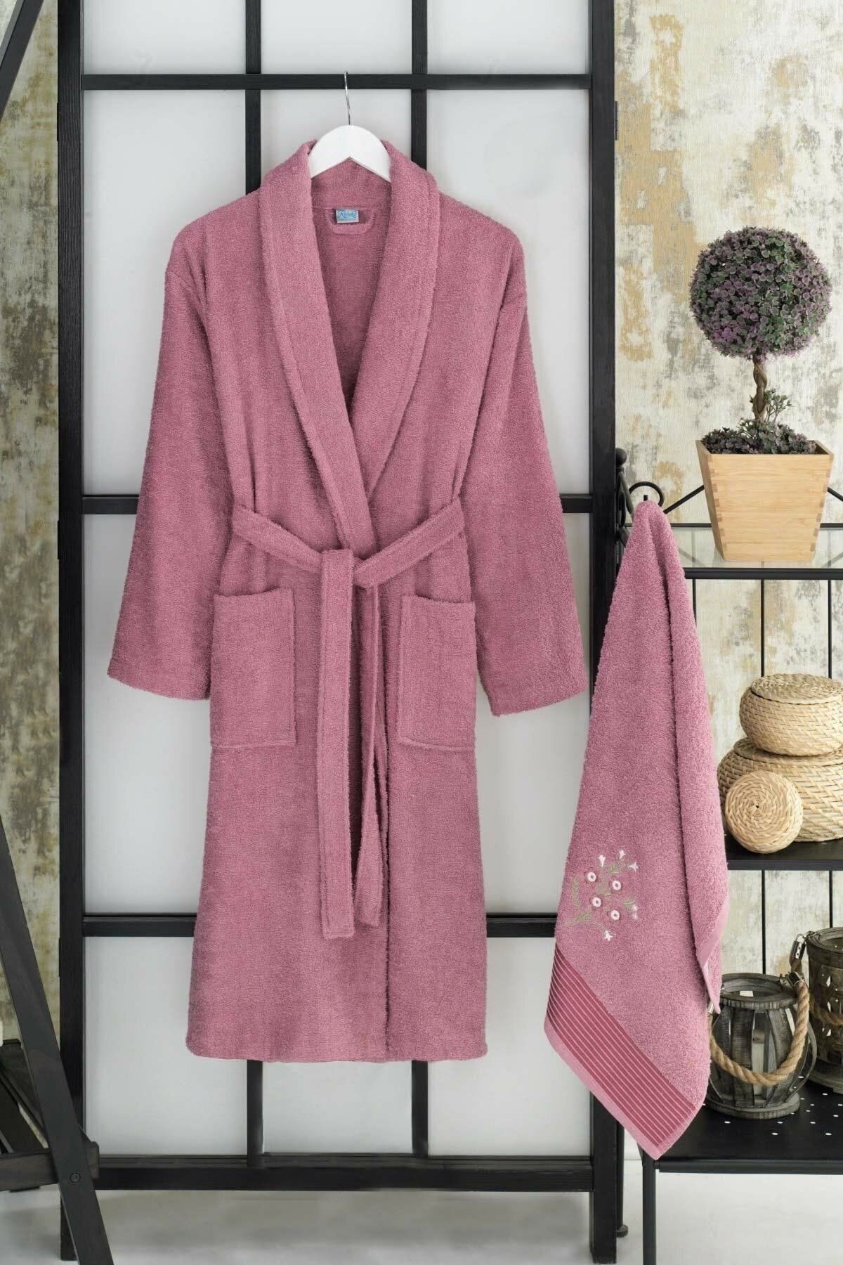 Elmira Textile Havlulu Banyo Bornozu Büyük Beden Battal Boy 2 Li Bornoz Seti