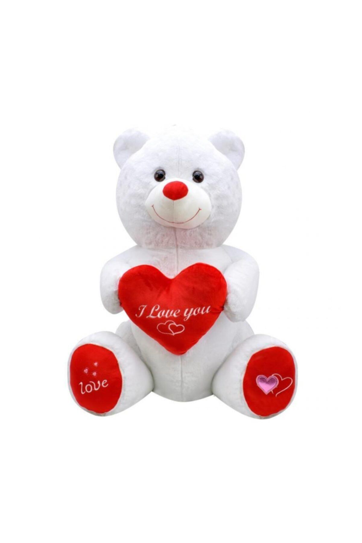 angel store Kalpli Ayı 80 Cm Beyaz Pelüş Ayı Sevgiliye Hediye