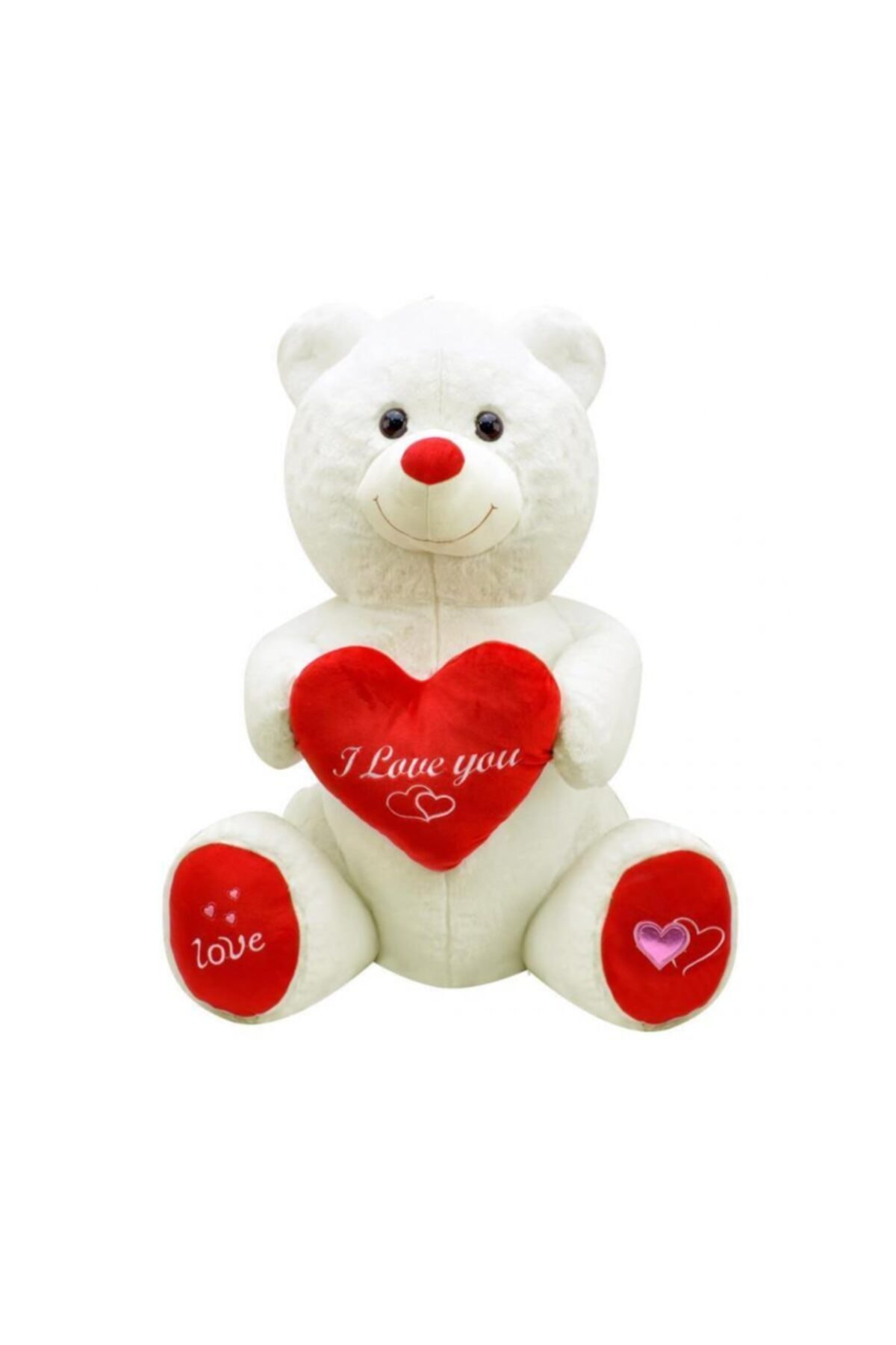 angel store Kalpli Ayı 80 Cm Ekru Pelüş Ayı Sevgiliye Hediye