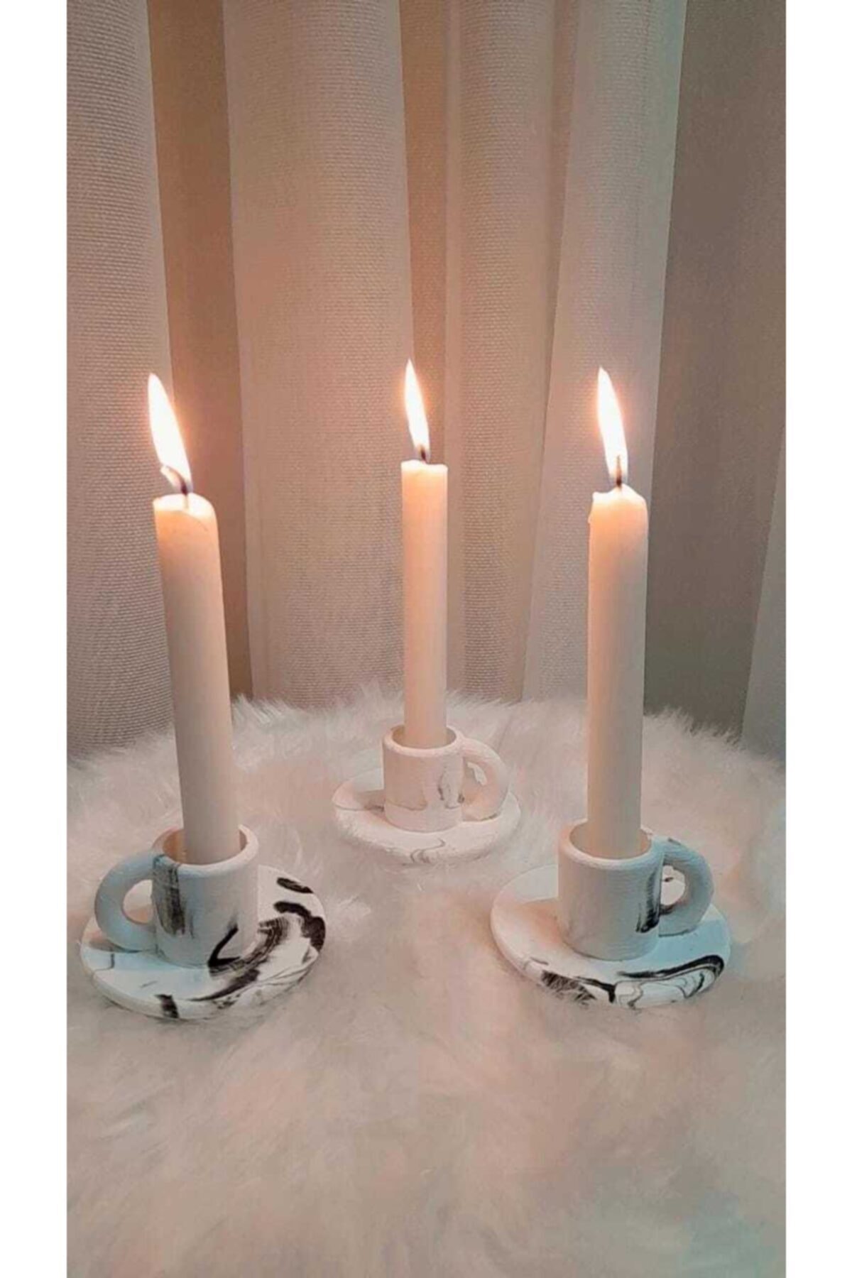 Dudo Baby Dekorafit 3'lü Fincan Model Şamdan Mumluk