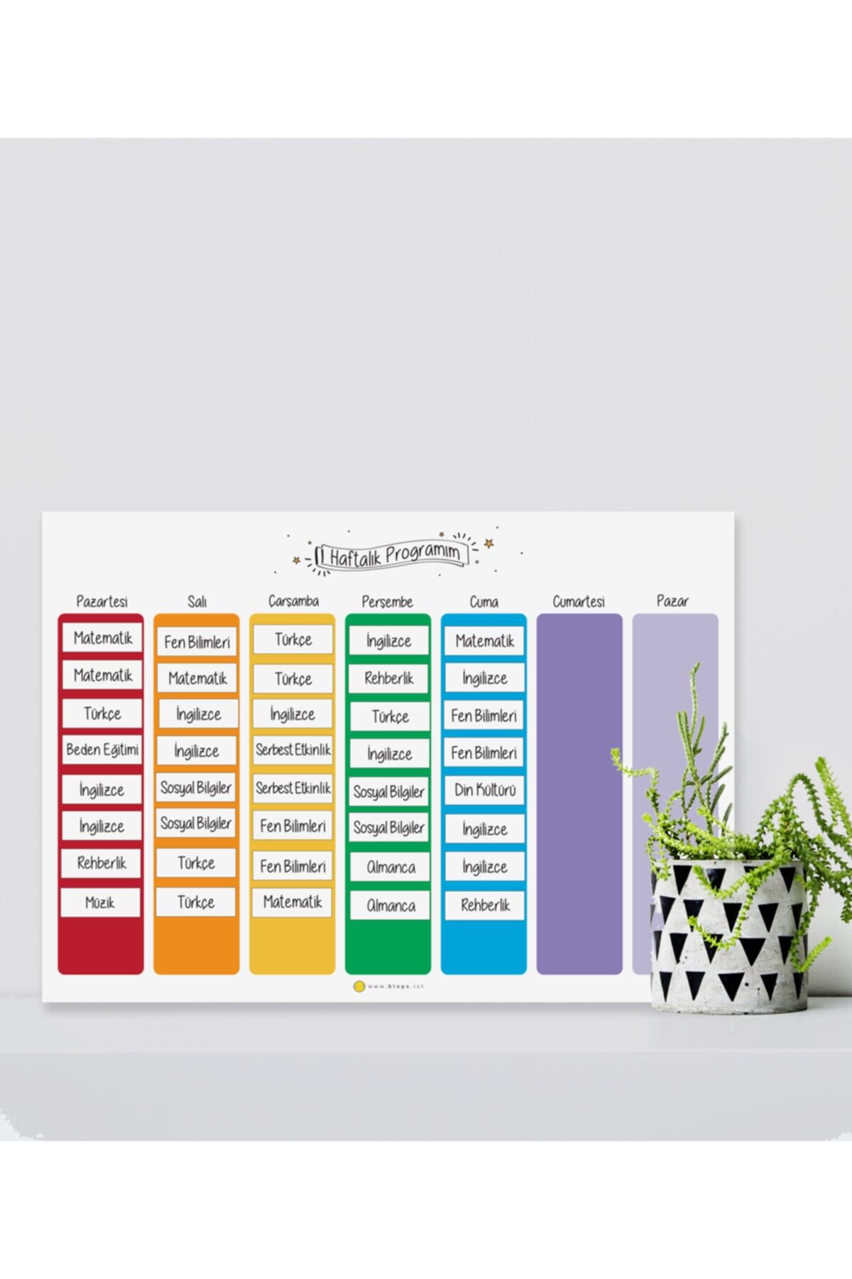 BLOPS Haftalık Ders Programı Planlayıcı Mıknatıslı Pano 22x30 cm