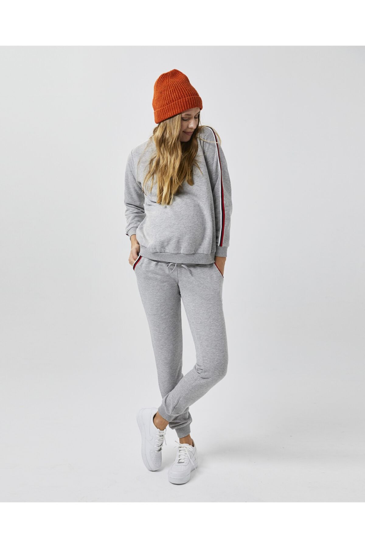 Style The Bump Kadın Gri Çizgili Eşofman Takımı