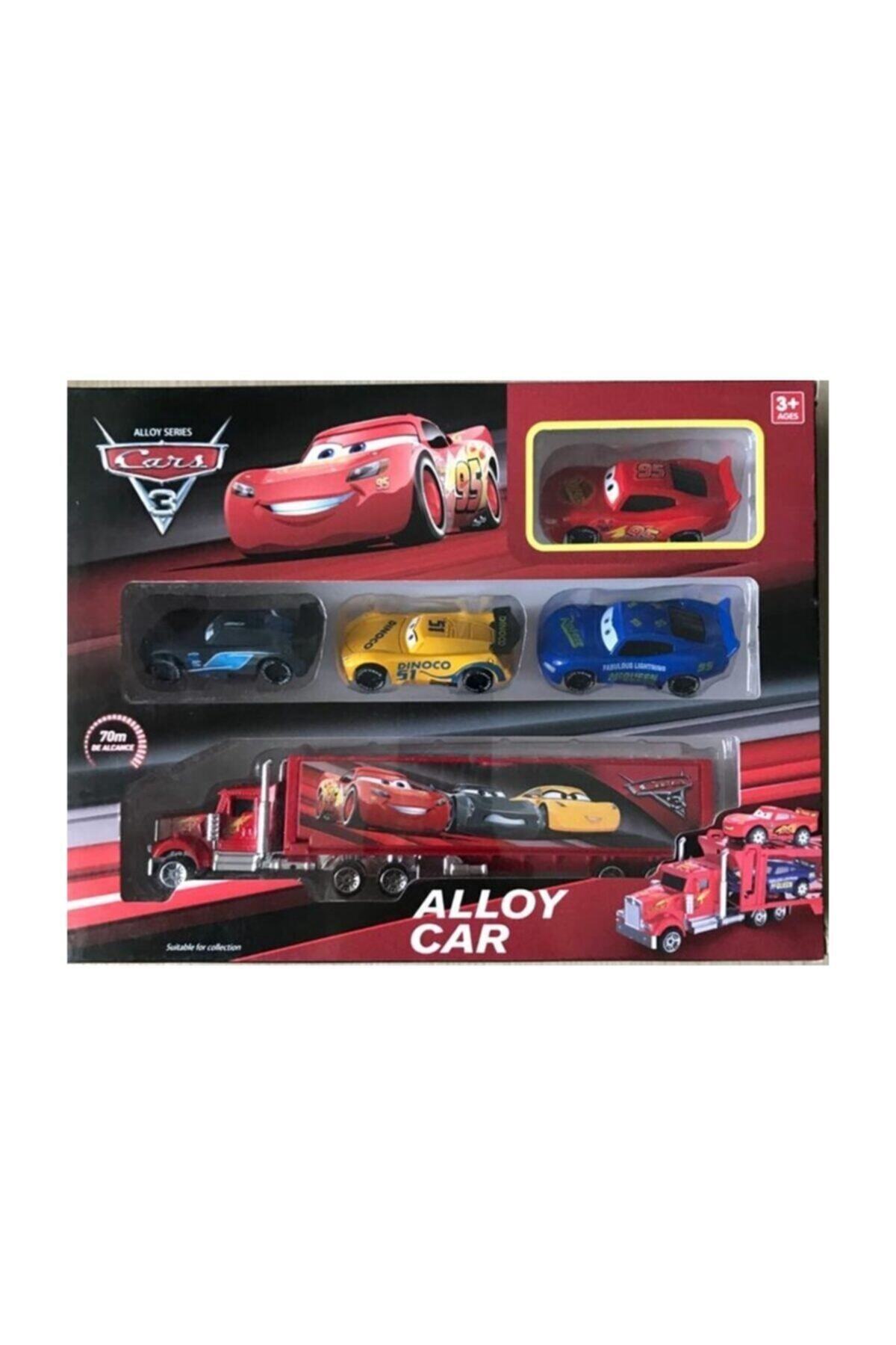 Kids Metal Cars Şimşek Mcqueen Tır Kapakları Açılabilen 4 Metal Araçlı