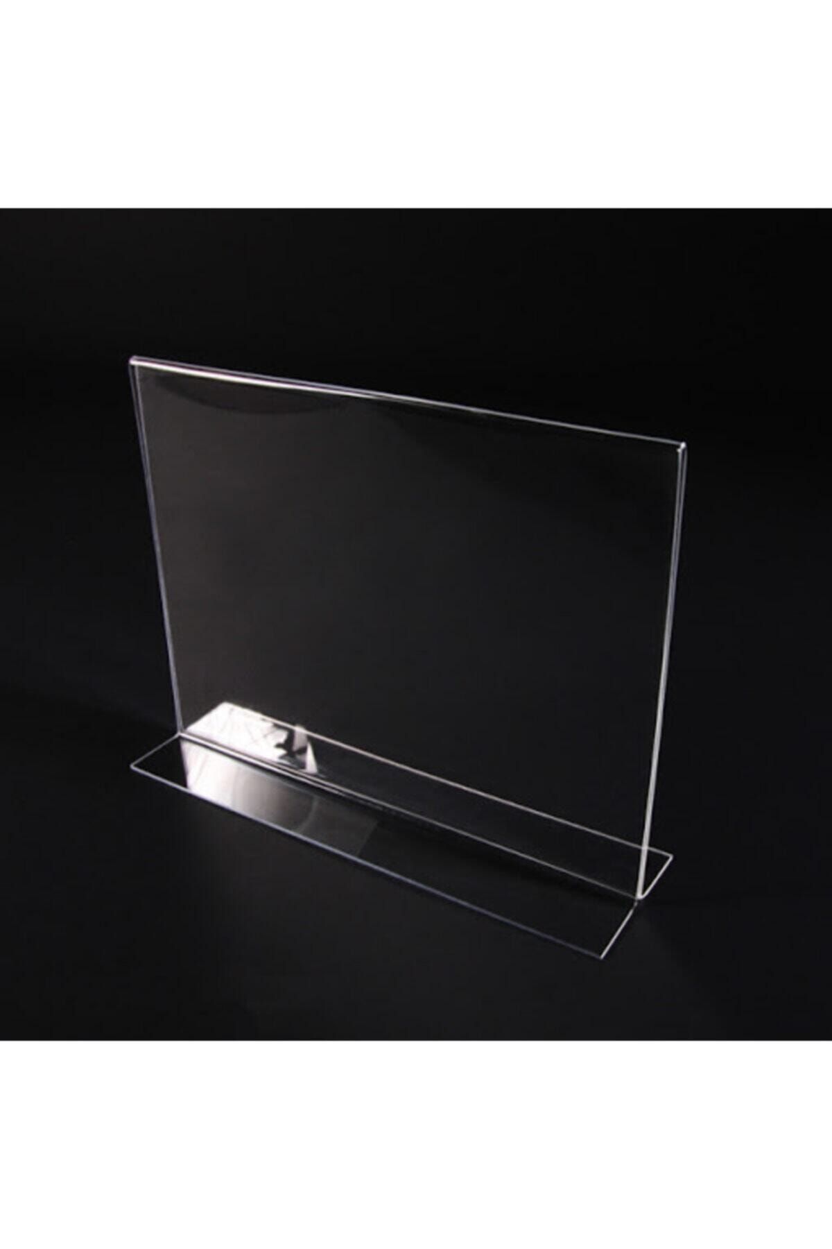 KrcDisplay A4 1/3 Masaüstü T Tipi Yatay Pleksi Föylük 10.5x21 cm