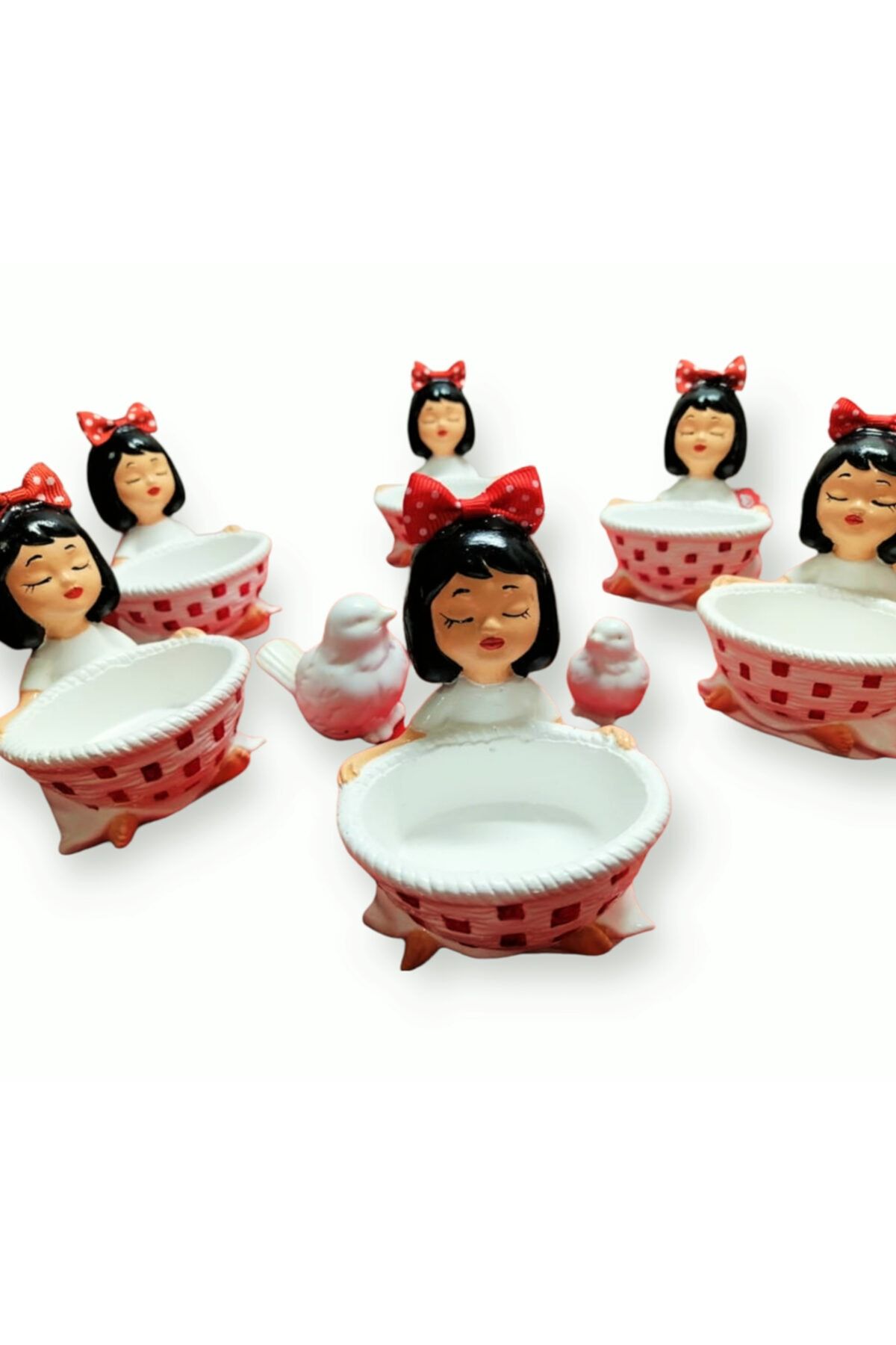 ZAVANSA Dekoratif Kahve Yanı Sunumluk Ve Şekerlik Retro Kızlar 6lı Set