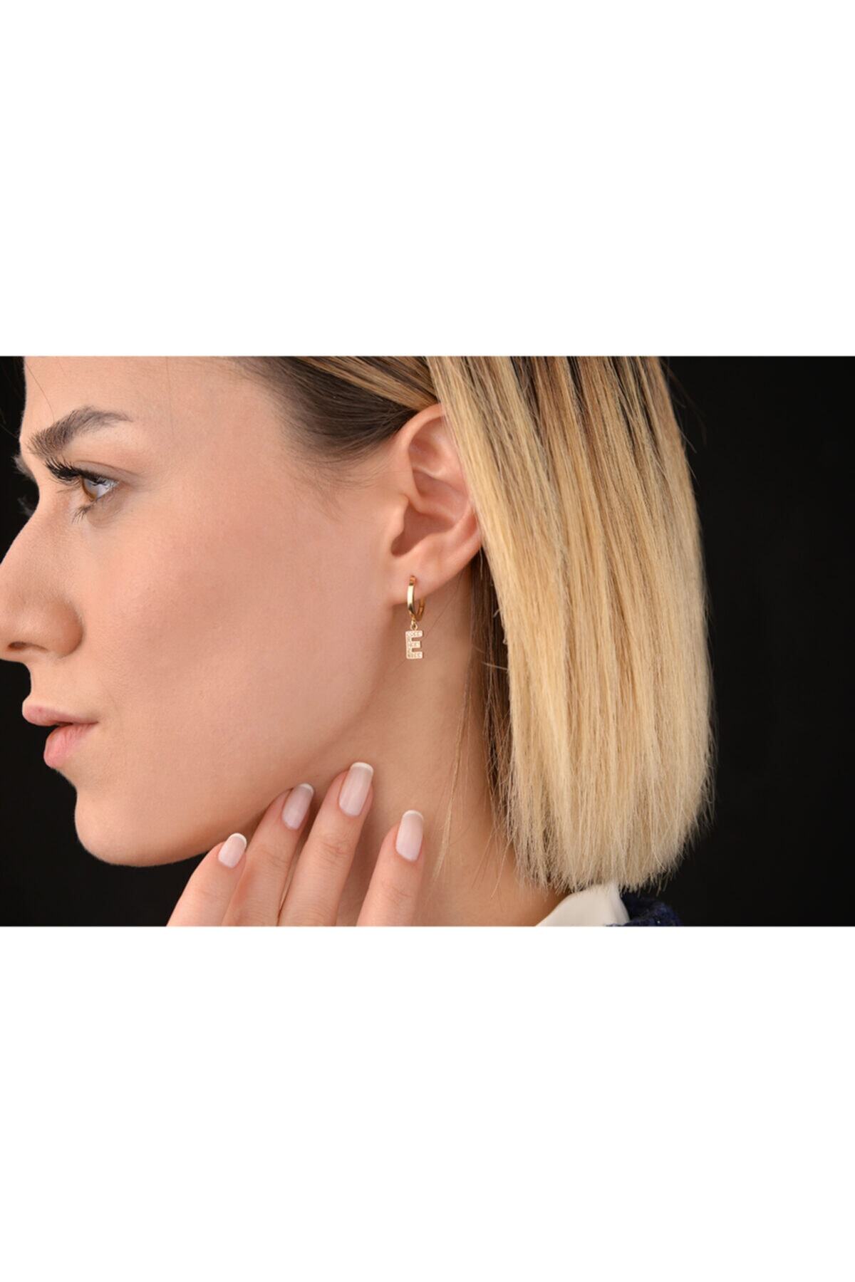 Onseva Kuyumculuk E Harfli Mini Halka Küpe