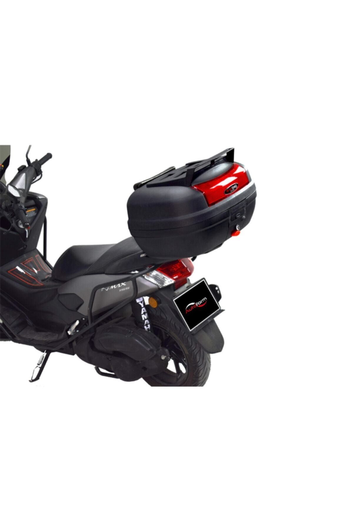 FIRSTBAG Motosiklet Çantası Bagajlı Firstbag 48 Litre, Siyah Kırmızı Reflektör