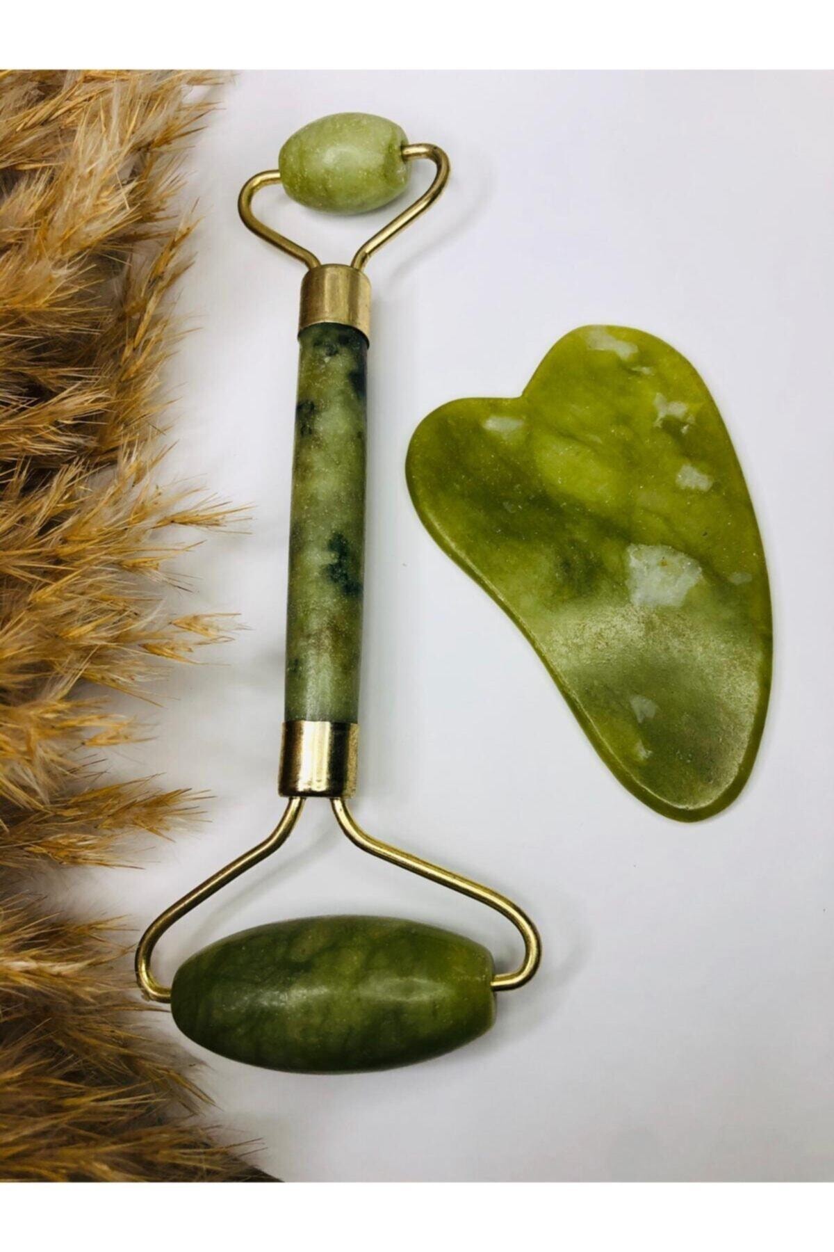 Mardinal Doğal Çift Taraflı Yeşim Taşı Masaj Aleti Roller 2li Set