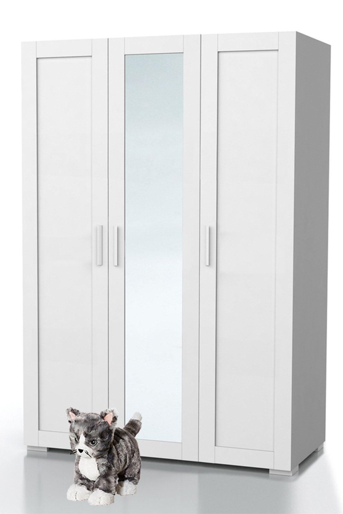 DEKOREX Mnt-312 Beyaz 3 Kapaklı Aynalı Gardırop