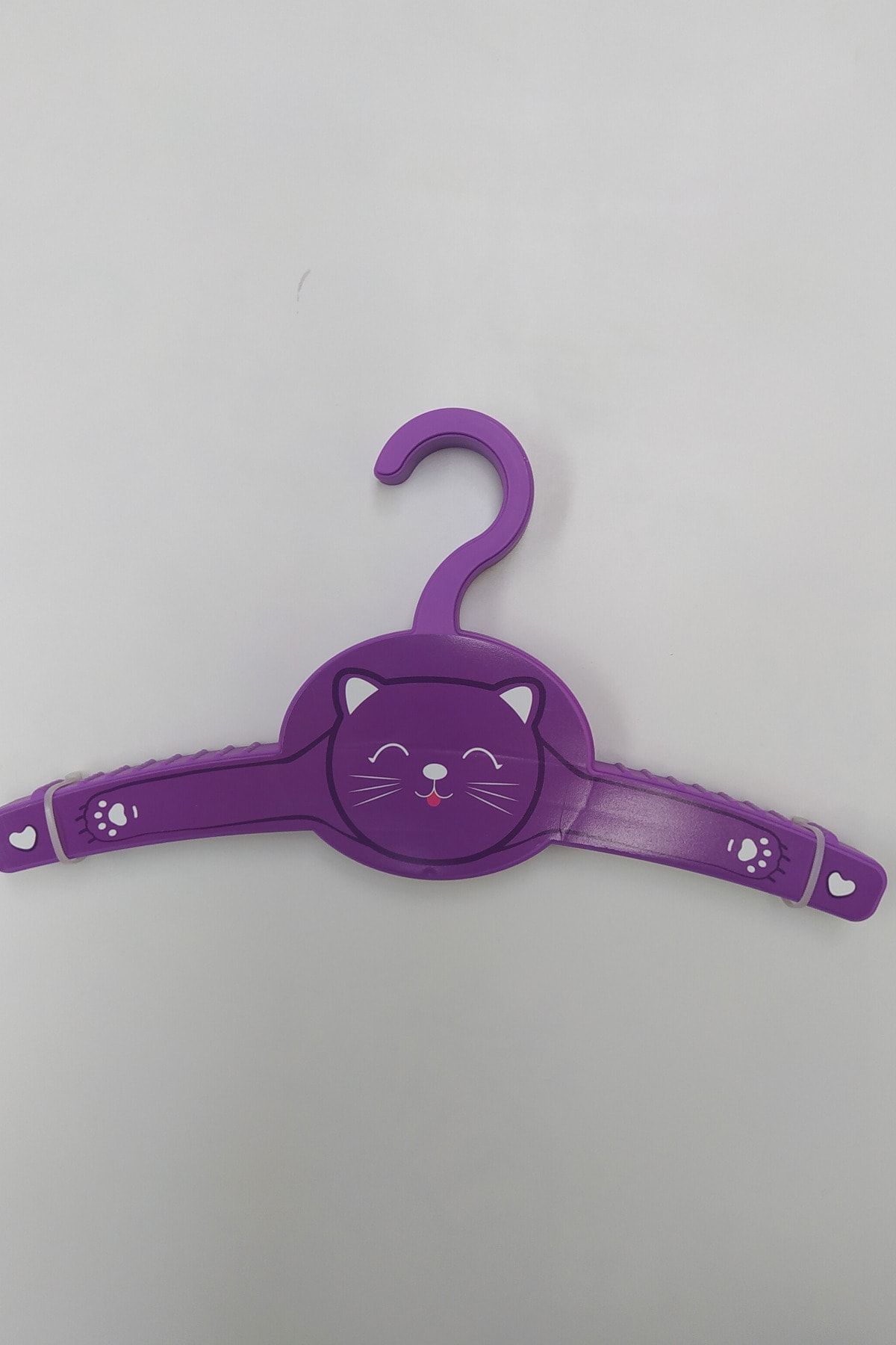 Petty Panda Kids 4 Adet Kedi Baskılı Mor Bebek Ve Çocuk Plastik Elbise Askısı
