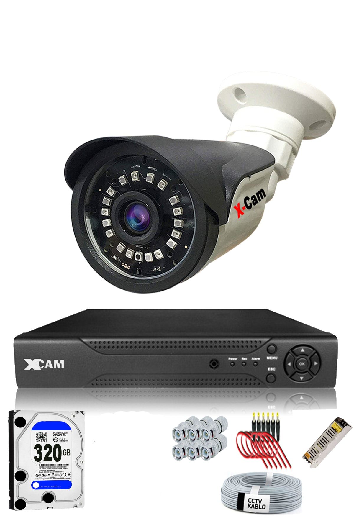 XCAM 1 Kameralı 5mp Sony Lensli 1080p Fullhd Güvenlik Kamerası Sistemi - Cepten Izle - Gece Görüş -320dış