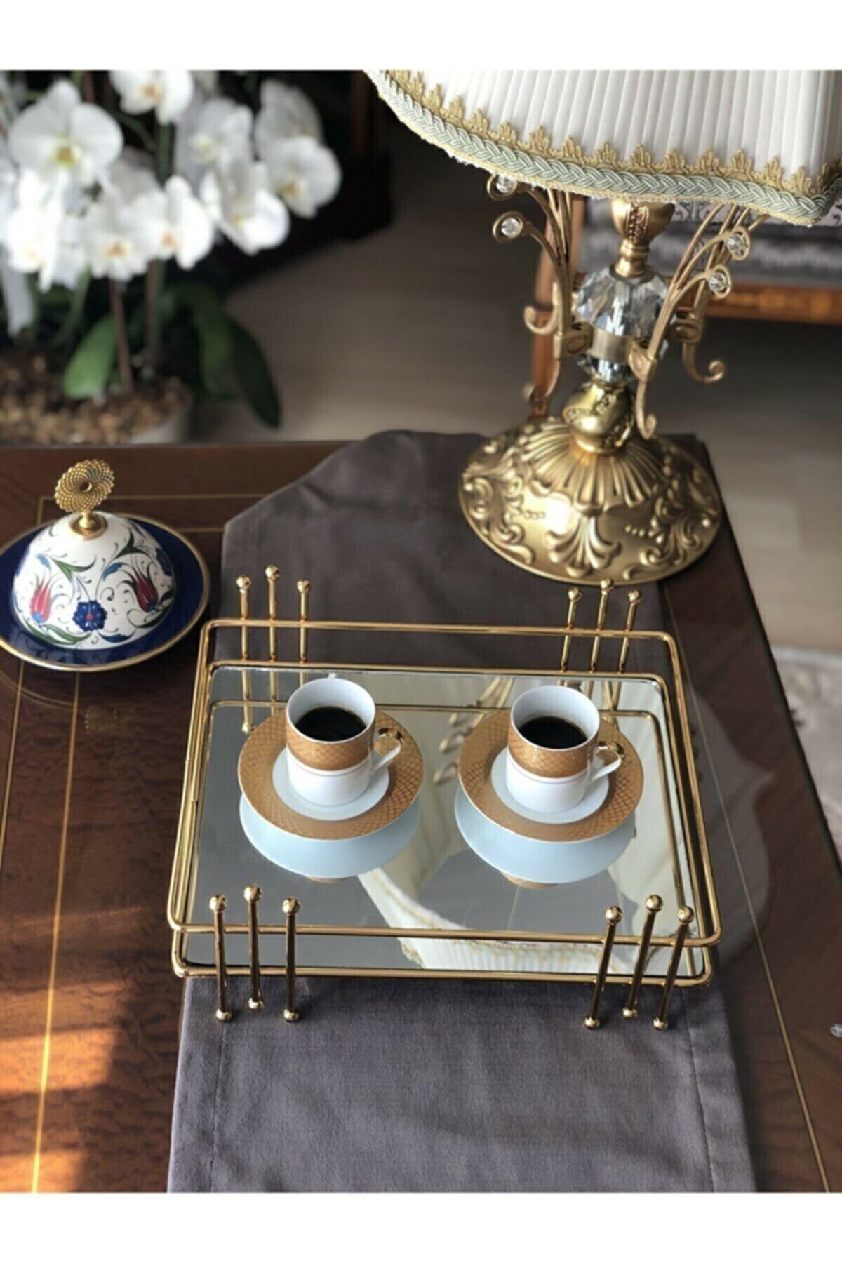Vip&House Dikdörtgen Misketli Aynalı Tepsi 20x30cm Aynl-tps-k-dd