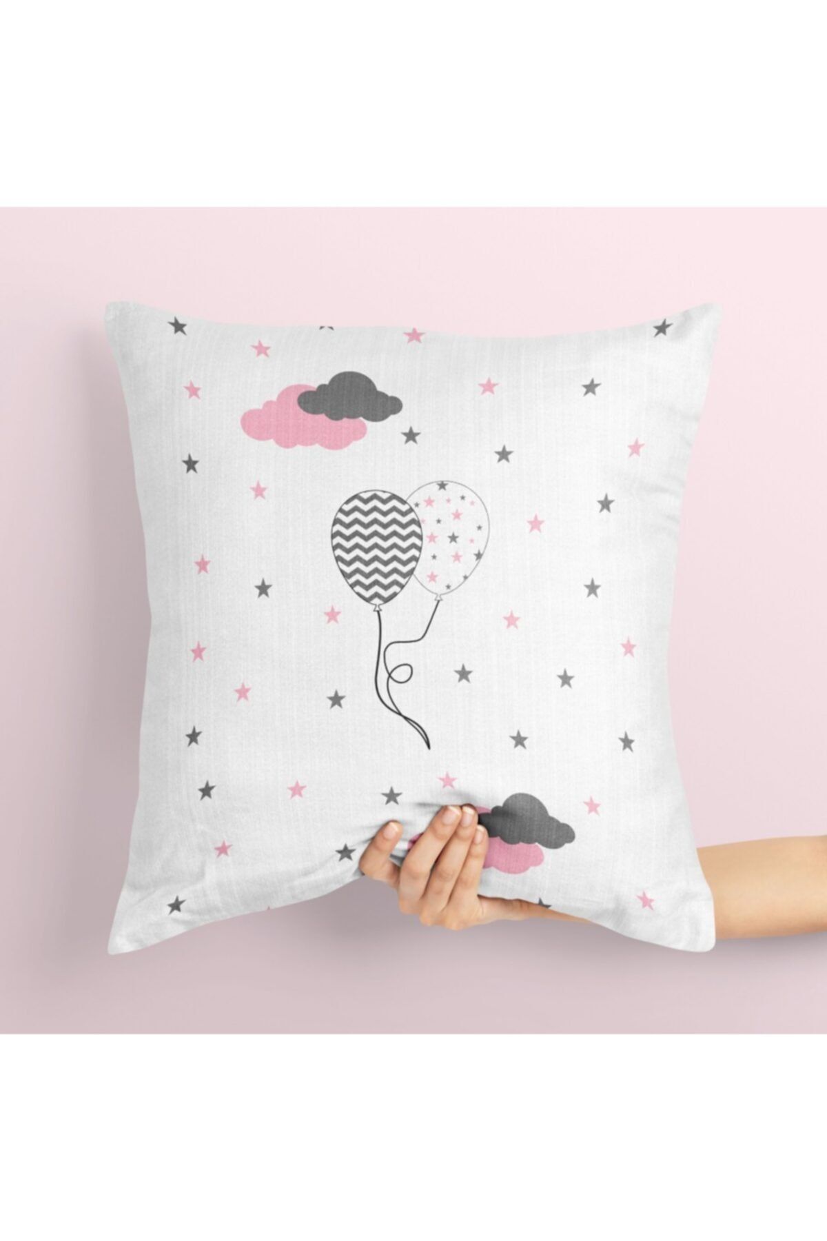 Moonstar Online Bulut Balon Pembe Çocuk Kırlent Kılıfı