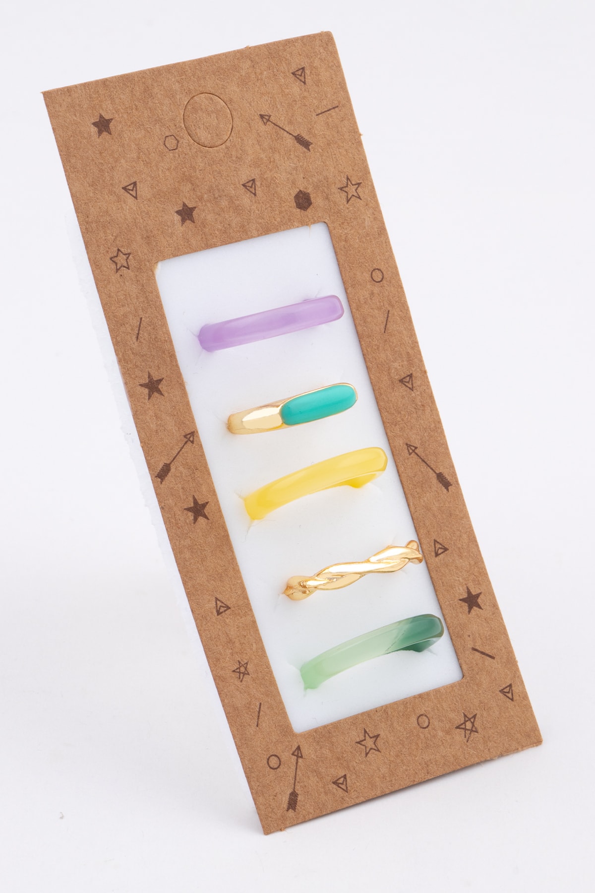 Alina Mine Taşlı Ve Reçineli 5'li Set Kombin Yüzük