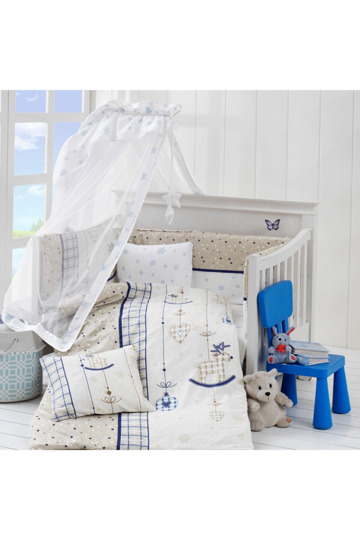 AGES ANGELS Happy Baby %100 Pamuk Bebek Uyku Set Palmy Lacivert