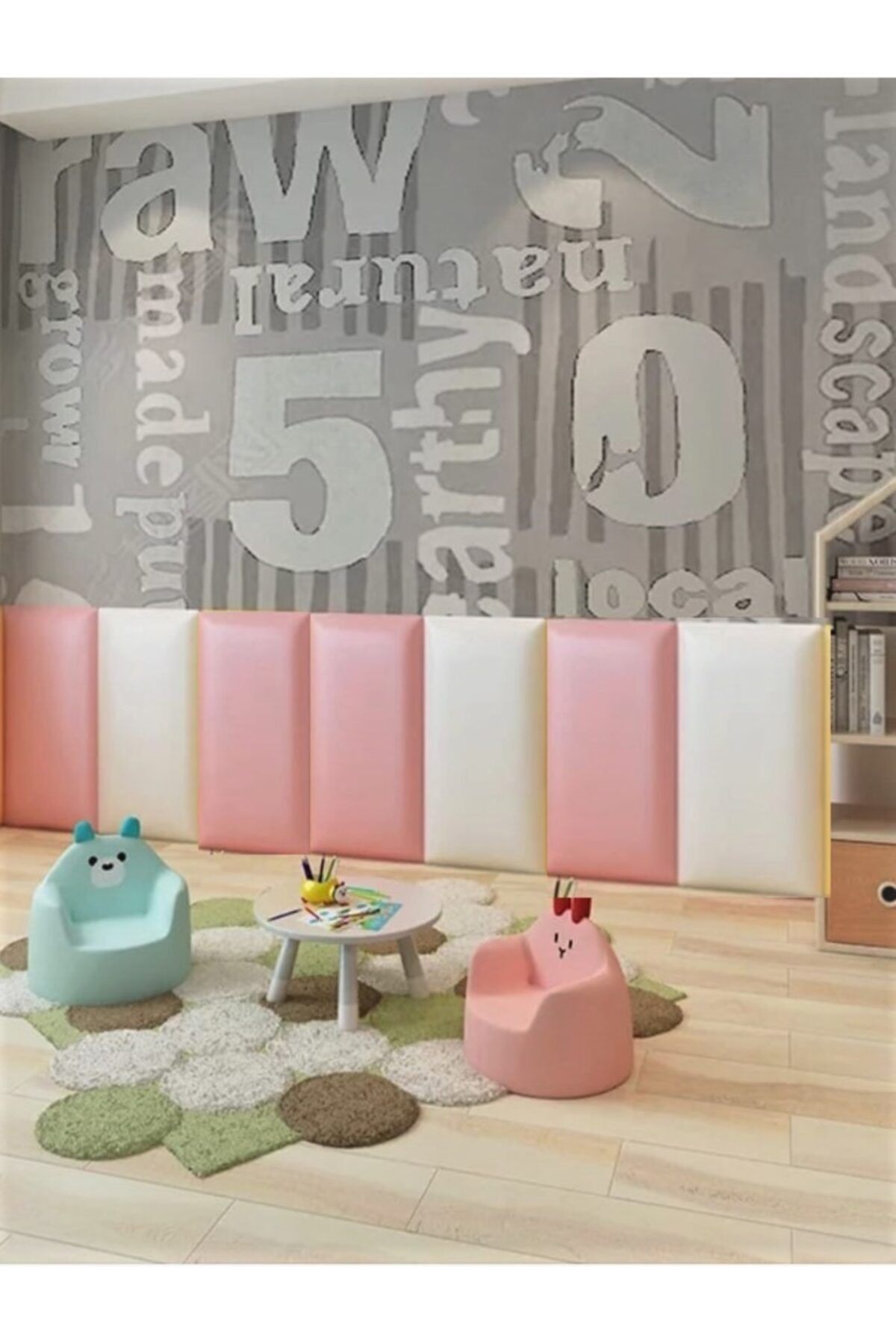 İnfant Hobby 3d Duvar Oyun Matı Anti-çarpışma Oyun Çiti Pembe- Beyaz 4'lü Set 70x140x3cm