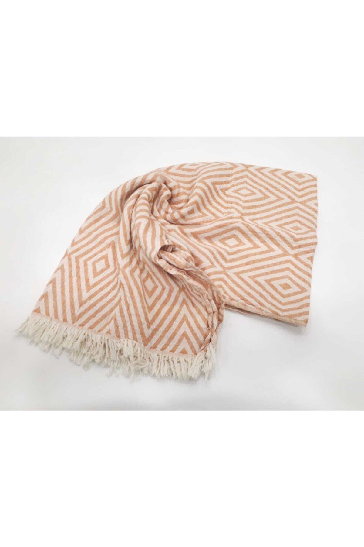 Peshtemal And Peshkir by HAKAN Tekstil Karo Jaquare Peştemal Orange