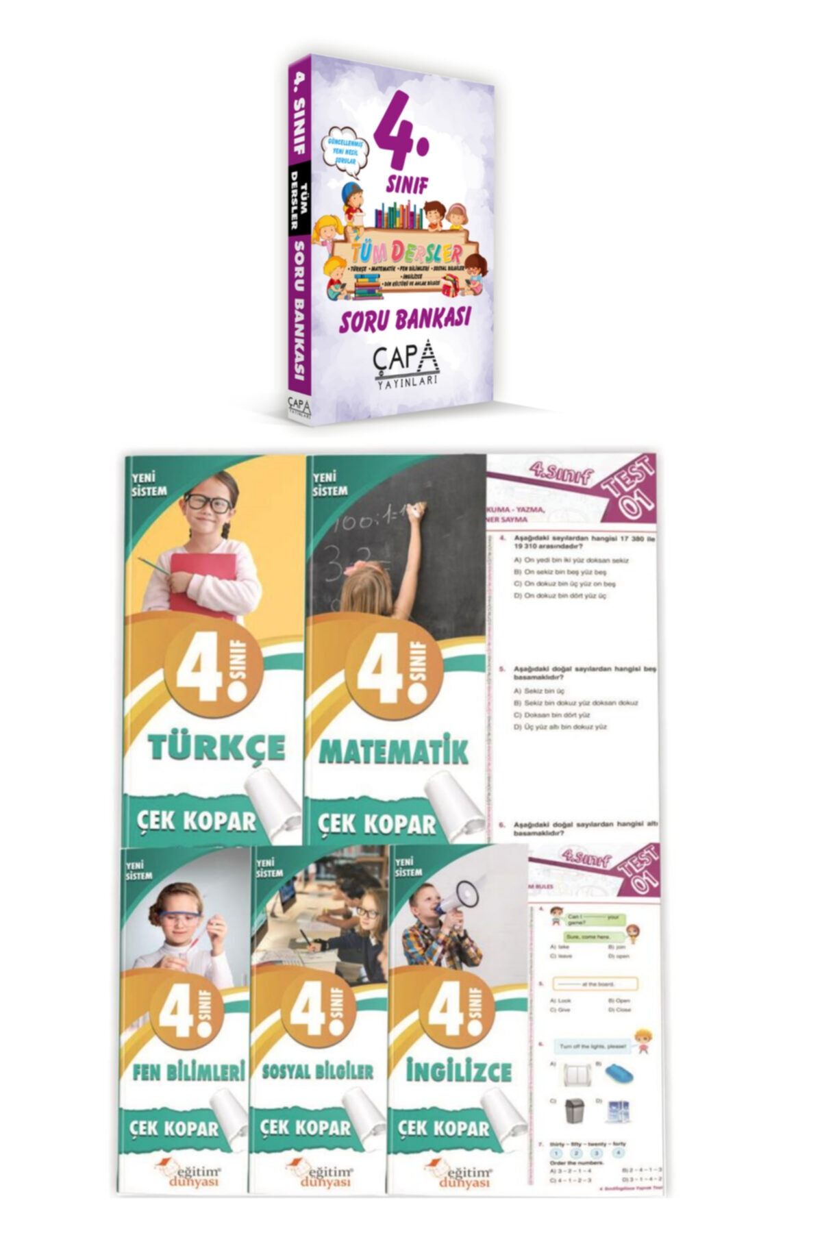 ÇAPA YAYINLARI 4.sınıf Hazırlık Seti Soru Bankası + Yaprak Test 6 Kitap