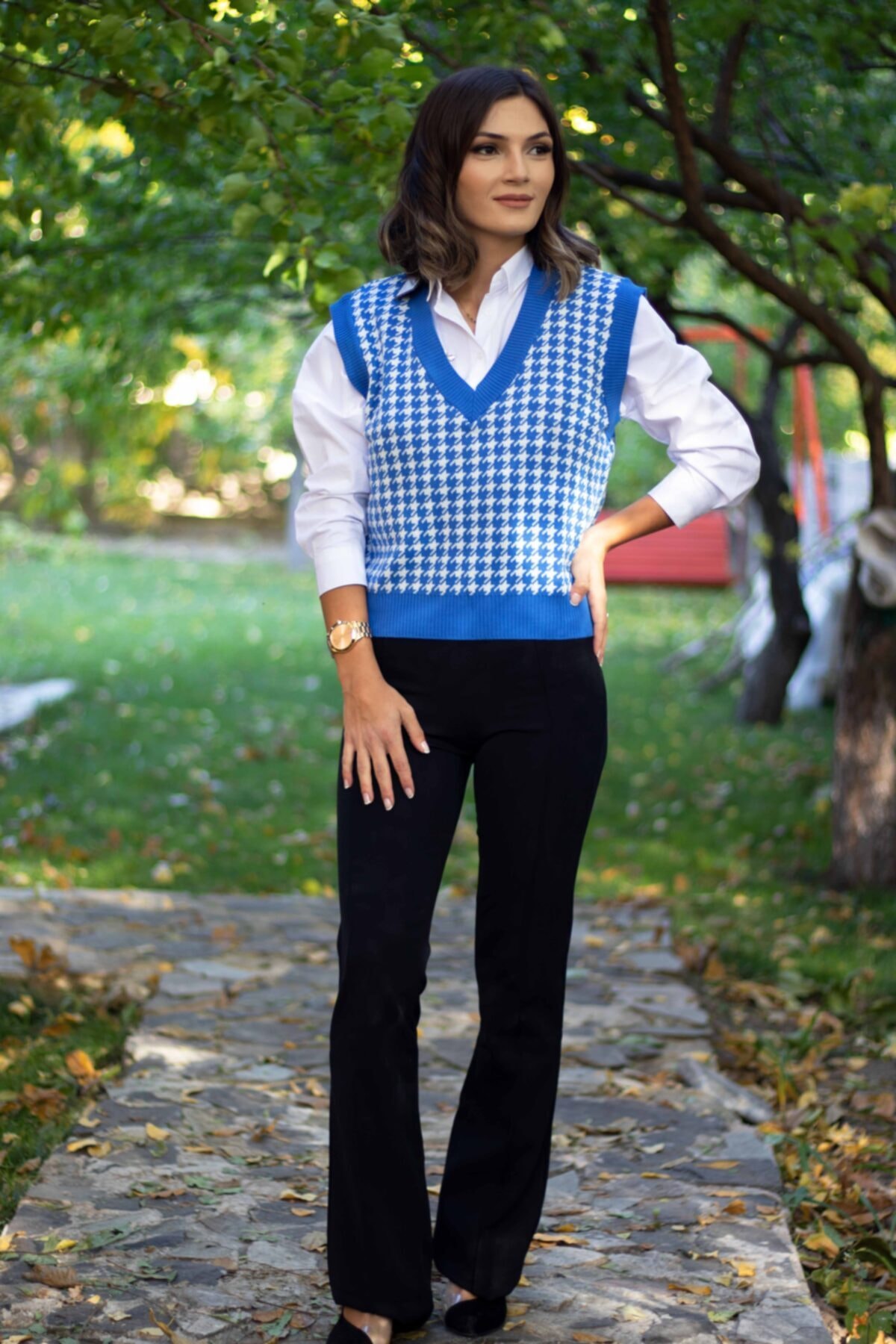 Balbu Butik Kazayağı Mavi Süveter