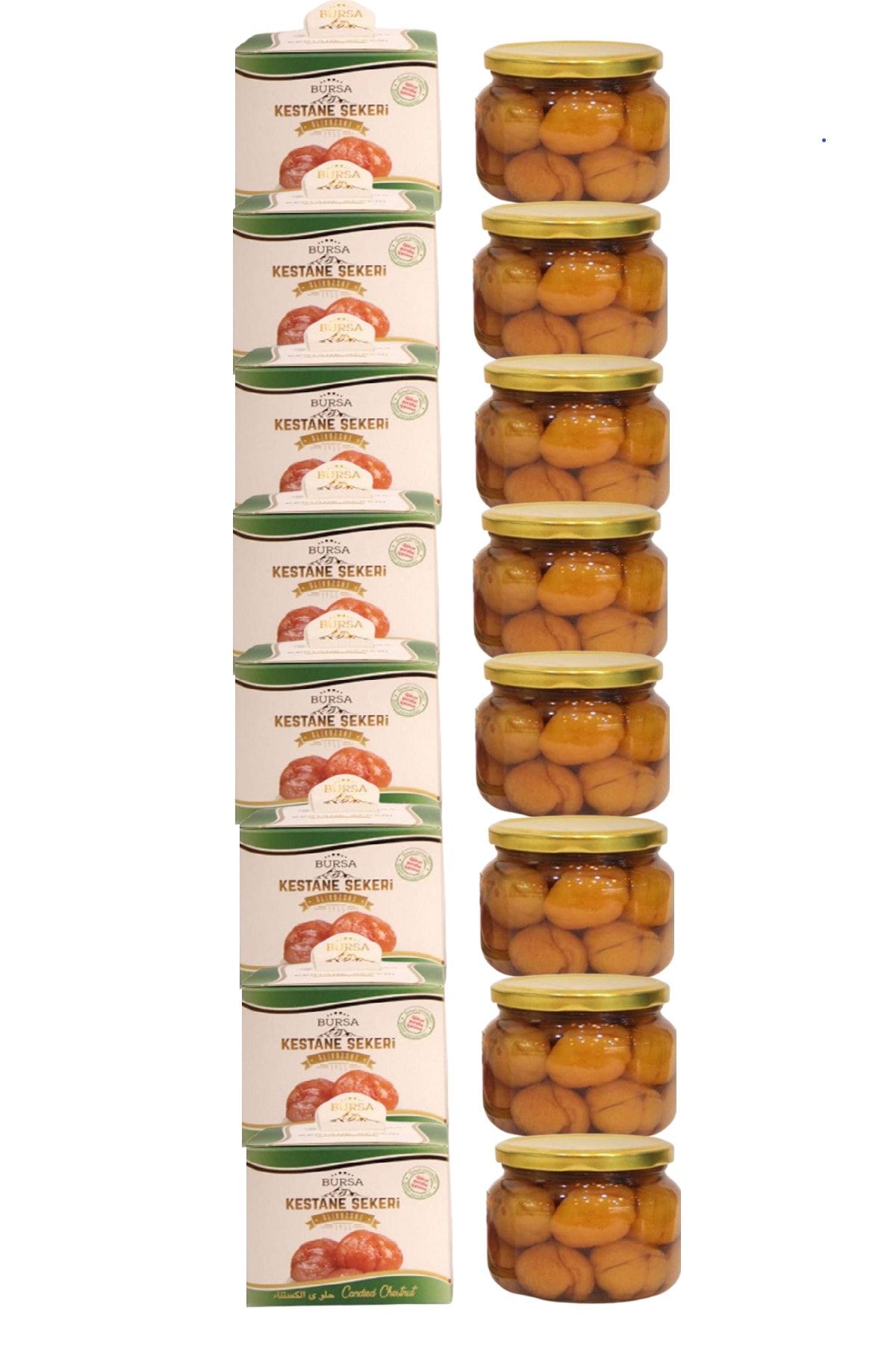 Bursa kestane Hediyelik Kavanoz Duble Glikozsuz Şekeri 470gr X 8 Adet