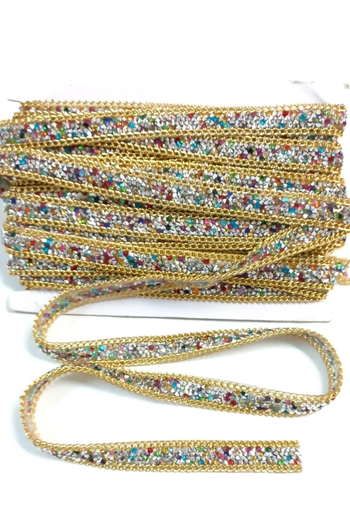 MarkAşk Ütü Ile Yapışan Taşlı Şerit -renkli