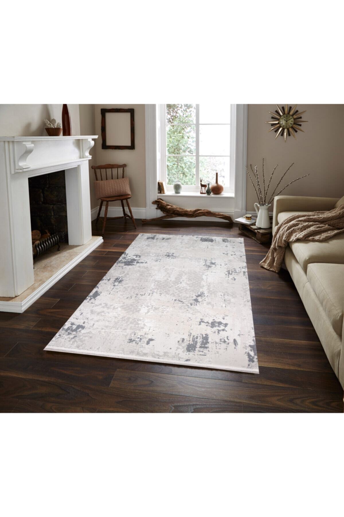 Bambu Stil Halı 2986 Gri 100x200 Cm Modern Yolluk
