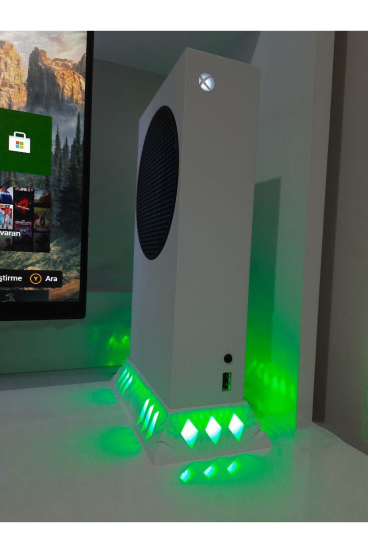 PHENAART Xbox Series S Black Panther Dikey Stand Yeşil Ledli