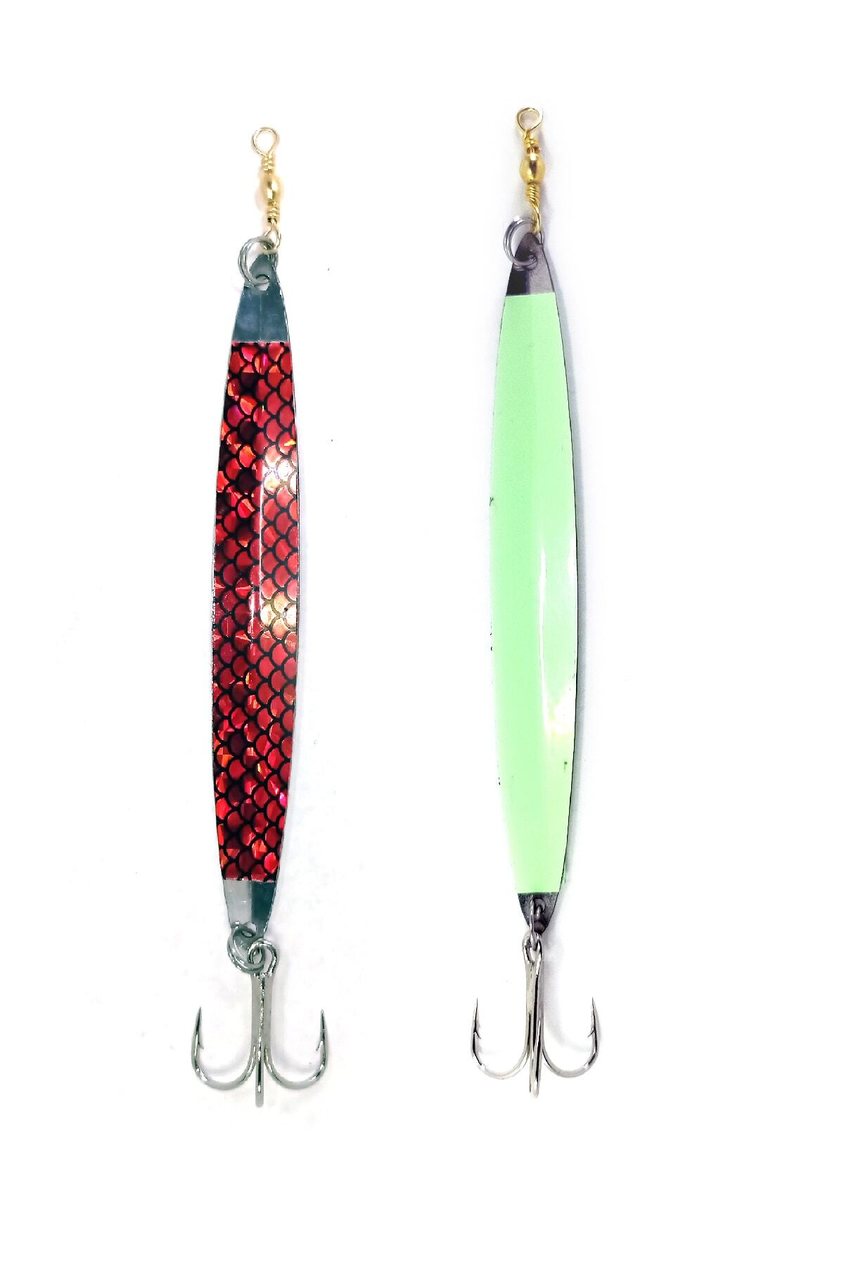 Kalama Fosforlu Lüfer Palamut Olta Kaşığı Yeşil Fosfor Ve Kırmızı 8,5cm - 25 Adet