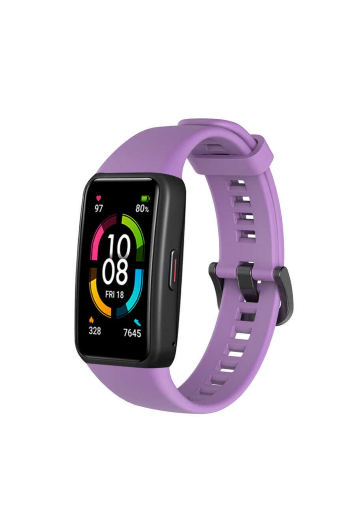 Huawei Band 6 Krd-47 Silikon Ayarlanabilir Kordon Mor Ve Popsocket