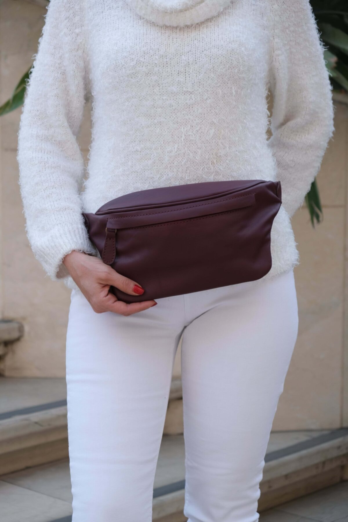 Trendsbag Travel Store Hakiki Deri Kadın Bel Çantası - Bordo