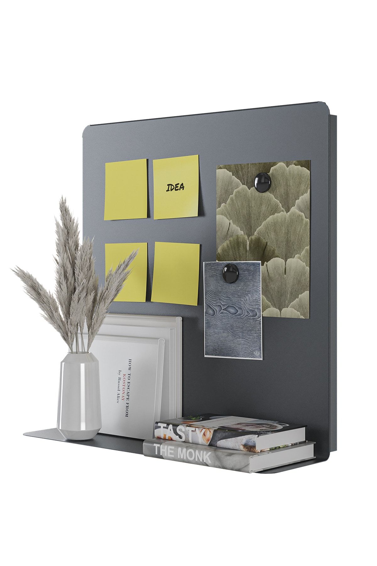 Lagum Design Antrasit Gri Mıknatıslı Pano Ve Raf, 50x50x16