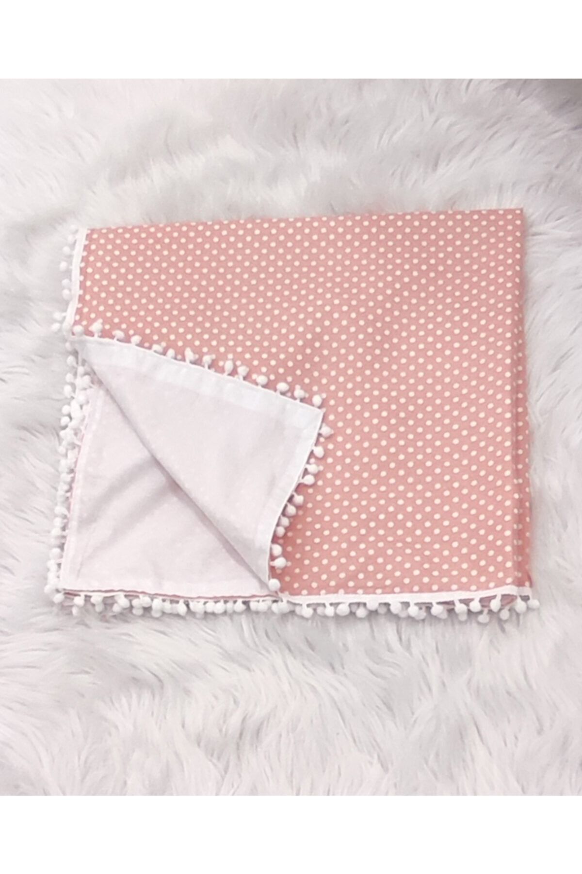 mordesign Kenar Ponponlu Bebek Pikesi %100 Pamuklu Kumaş