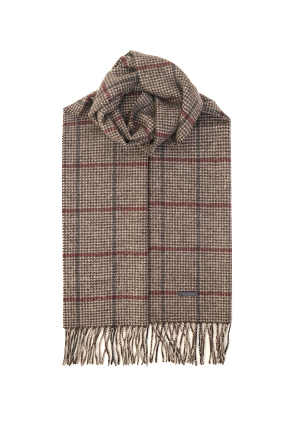 Silk and Cashmere Saf Kaşmir Kareli Patrick Atkı 30x165+8*2