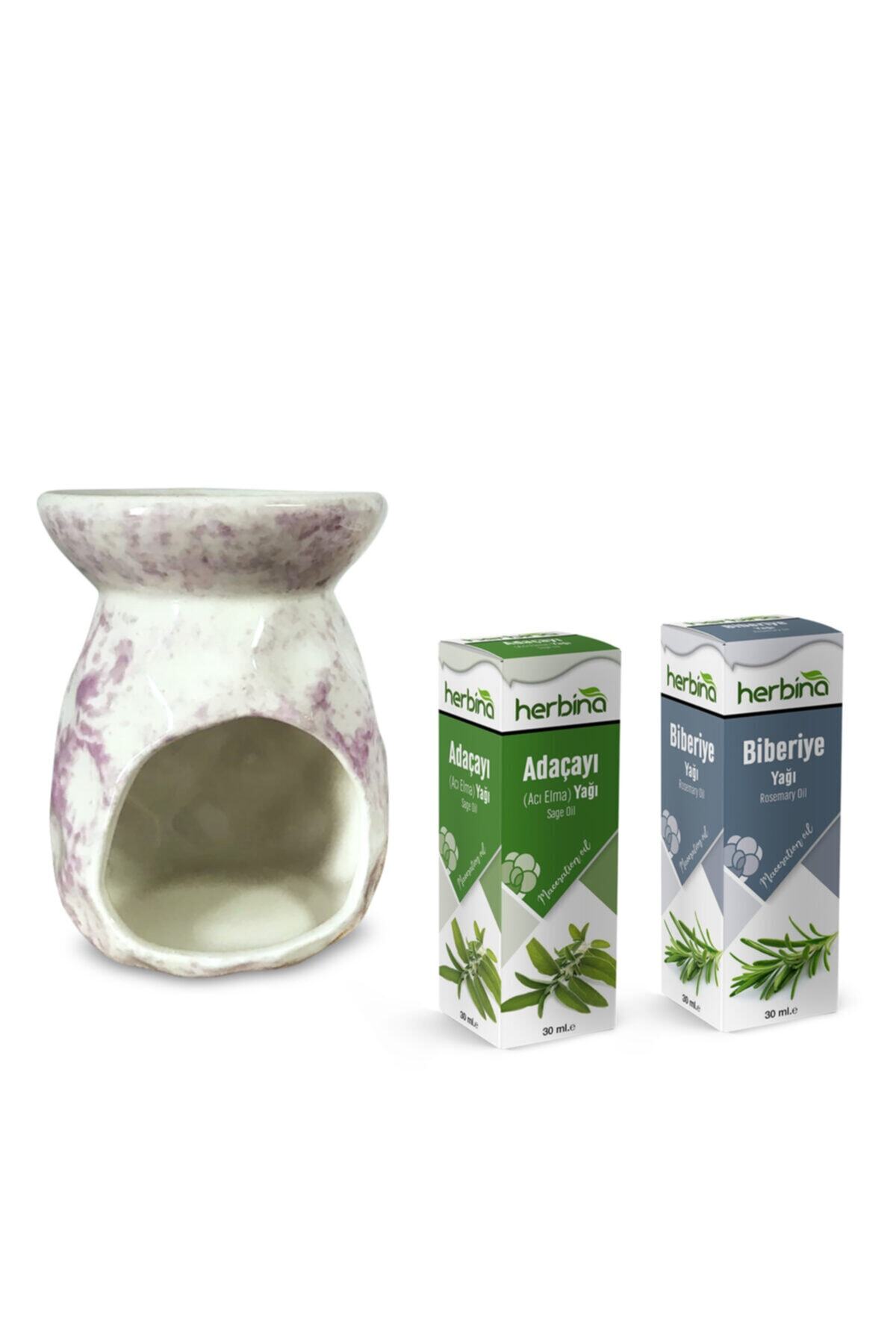 Herbina Adaçayı (acı Elma) Yağı Distile 30 Ml - Biberiye Yağı Distile 30 Ml Buhurdanlık Hediyesiyle